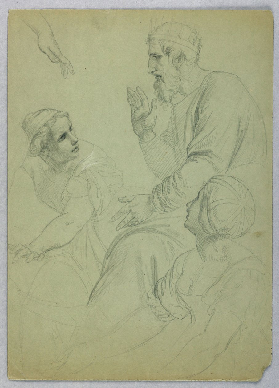 Dibujo, Rey y dos mujeres, Separ, ca. 1845 de Daniel Huntington