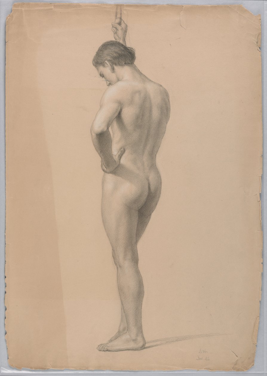 Dibujo, Desnudo masculino de pie, noviembre de 1866 de Daniel Huntington