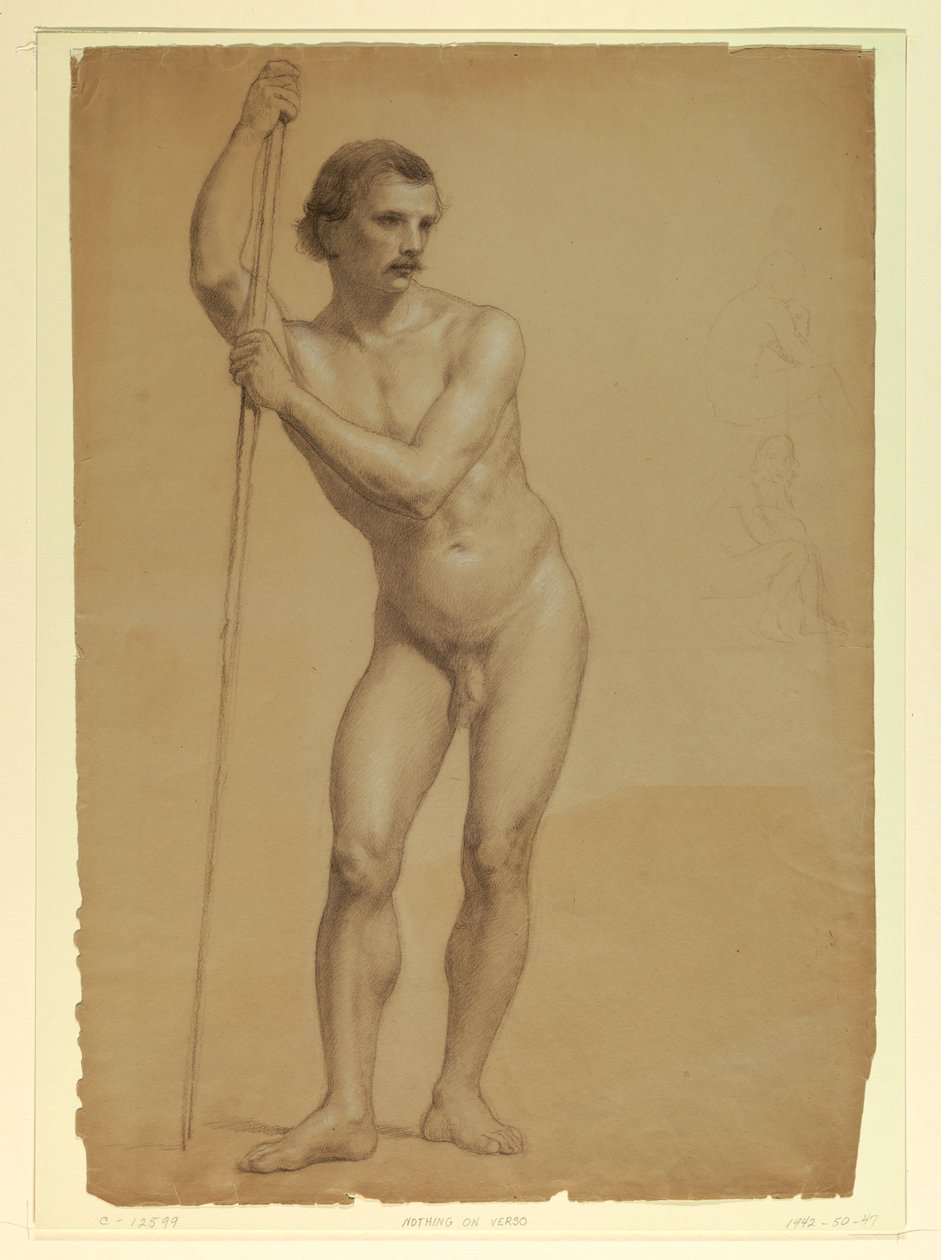 Dibujo, Desnudo masculino de pie, Dos S, 1866 de Daniel Huntington