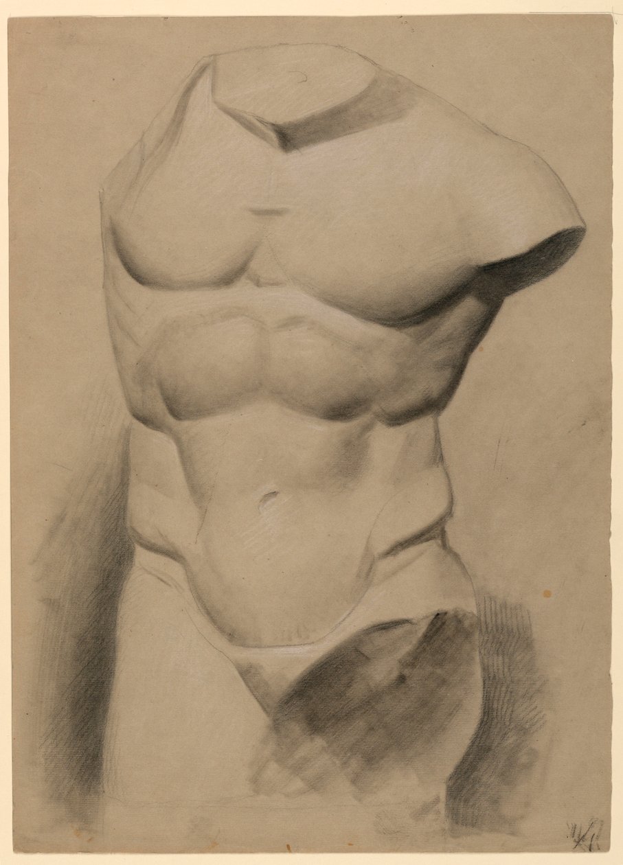 Dibujo, Torso masculino a partir de un yeso, 1840 de Daniel Huntington