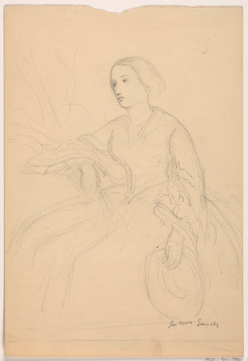 Dibujo, Sra. Sheppard Gandy sentada; reverso: Sra. Sheppard Gandy sentada, 1859 de Daniel Huntington