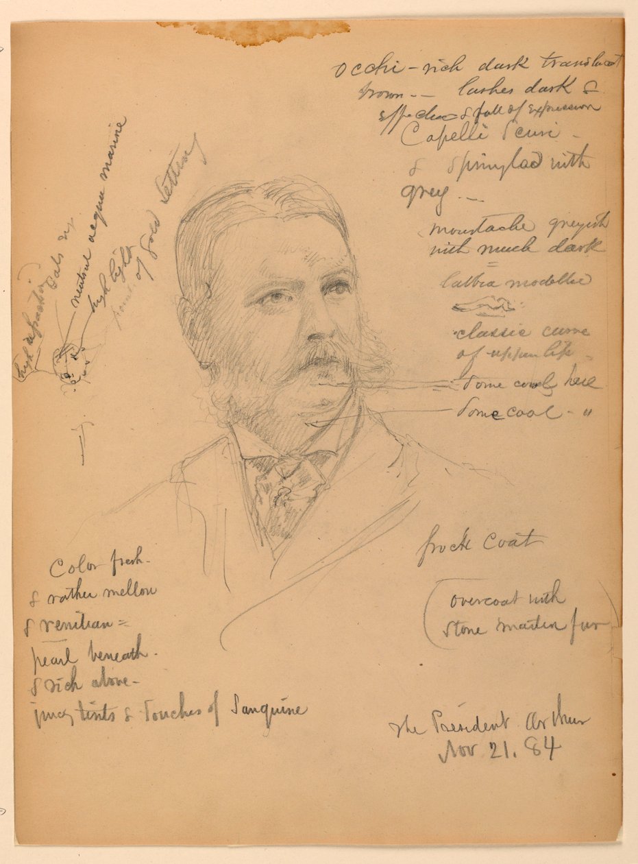 Dibujo, Presidente Chester Alan Ar, 21 de noviembre de 1884 de Daniel Huntington