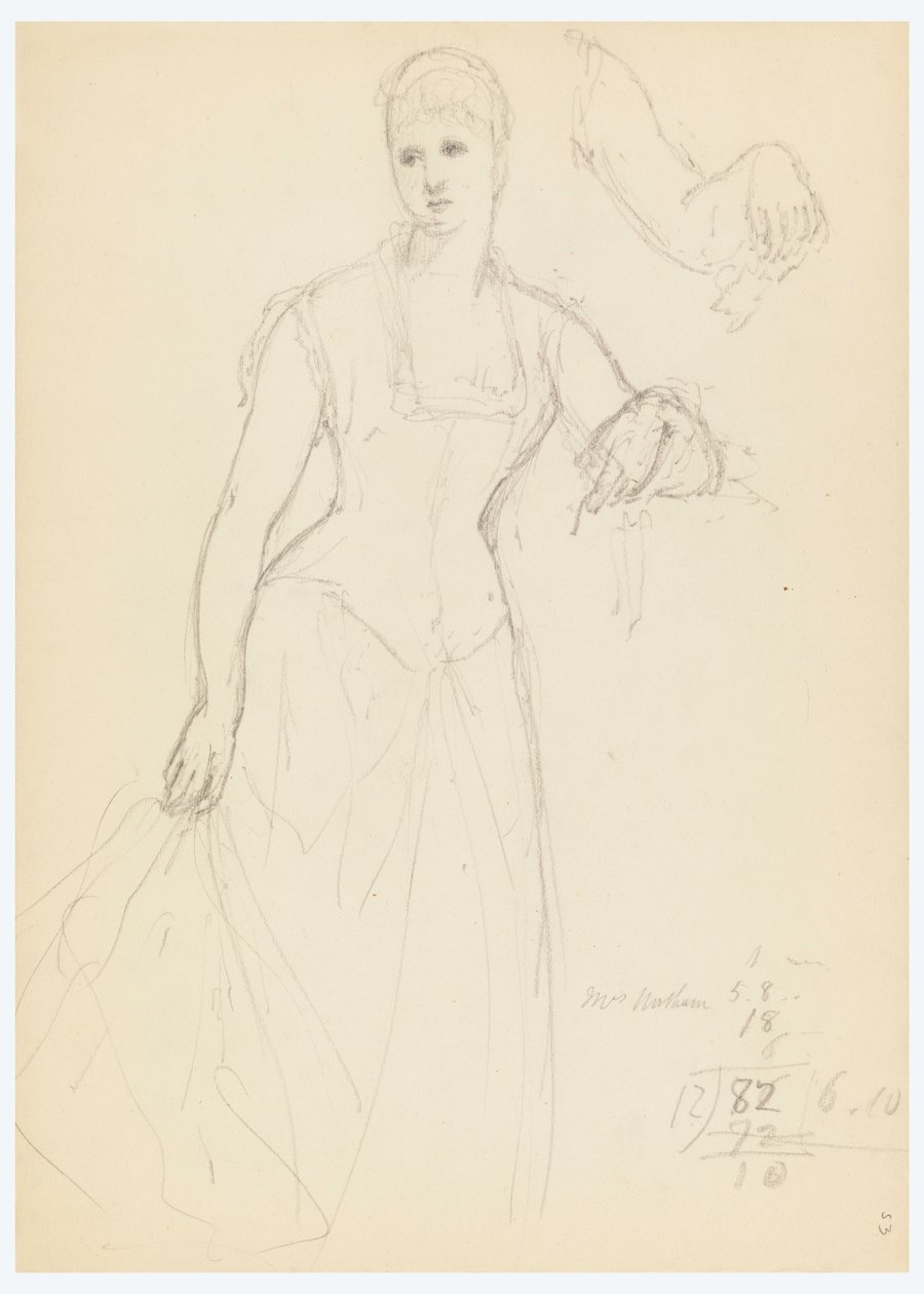 Dibujo, Boceto para un retrato de Bella Worsham, 1878 de Daniel Huntington