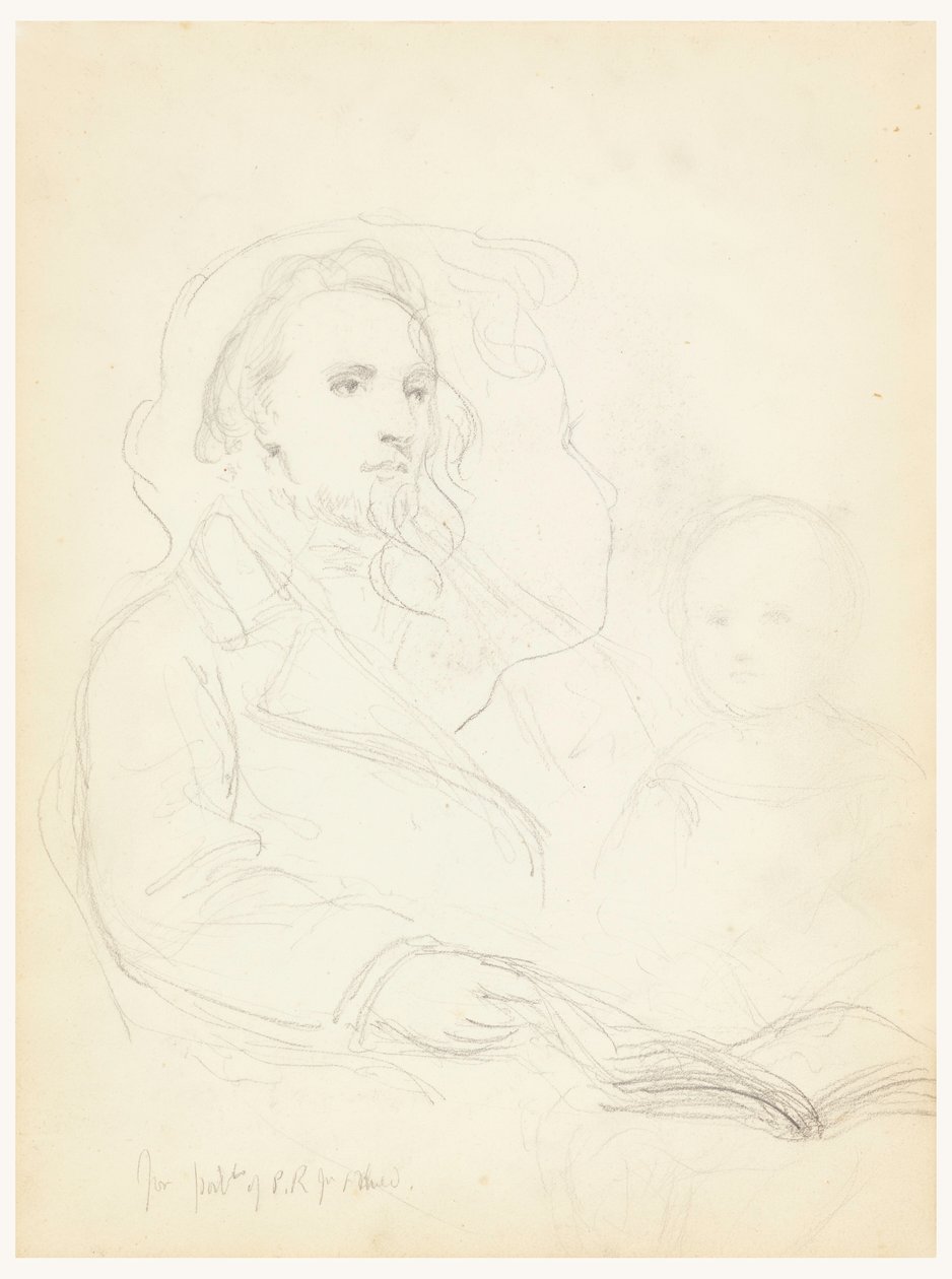 Dibujo, Bocetos para "Lección de caridad" y retrato de Peter Richards, Jr., 1849 de Daniel Huntington