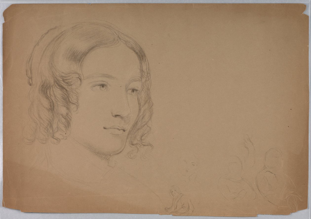 Dibujo, Bocetos de cabezas de mujeres, década de 1840 de Daniel Huntington