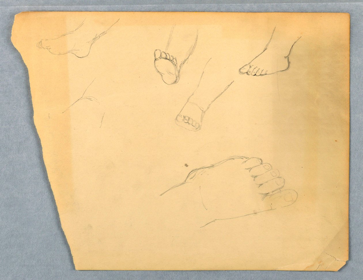 Dibujo, Estudios del pie izquierdo de un niño, 1845-55 de Daniel Huntington