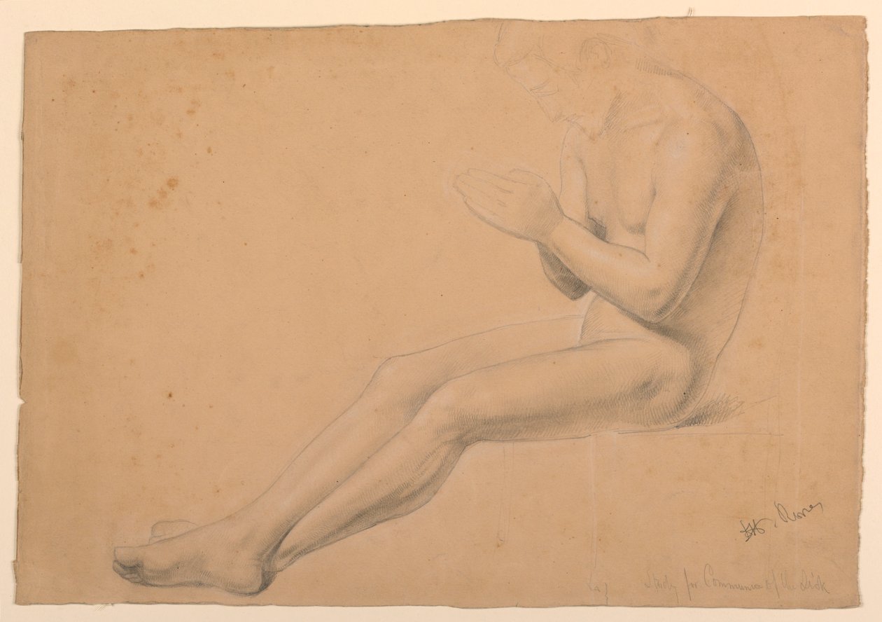Dibujo, Estudio para "La comunión de los enfermos", 1844-45 de Daniel Huntington