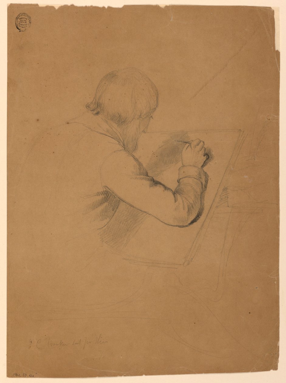 Dibujo, Estudio para "La comunión de los enfermos", 1844-45 de Daniel Huntington