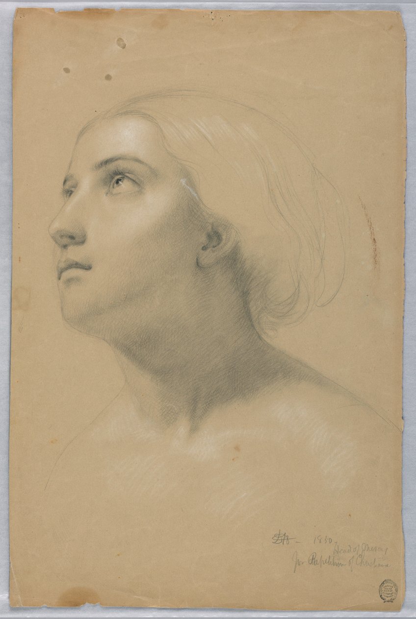 Dibujo, Estudio para duplicado de "Christiana" y Estudio para "Mercy", marzo de 1850 de Daniel Huntington