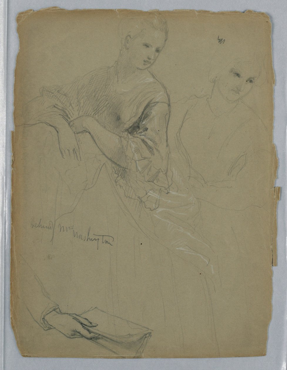 Dibujo, Estudio para "Recepción de Martha Washington", 1869 de Daniel Huntington