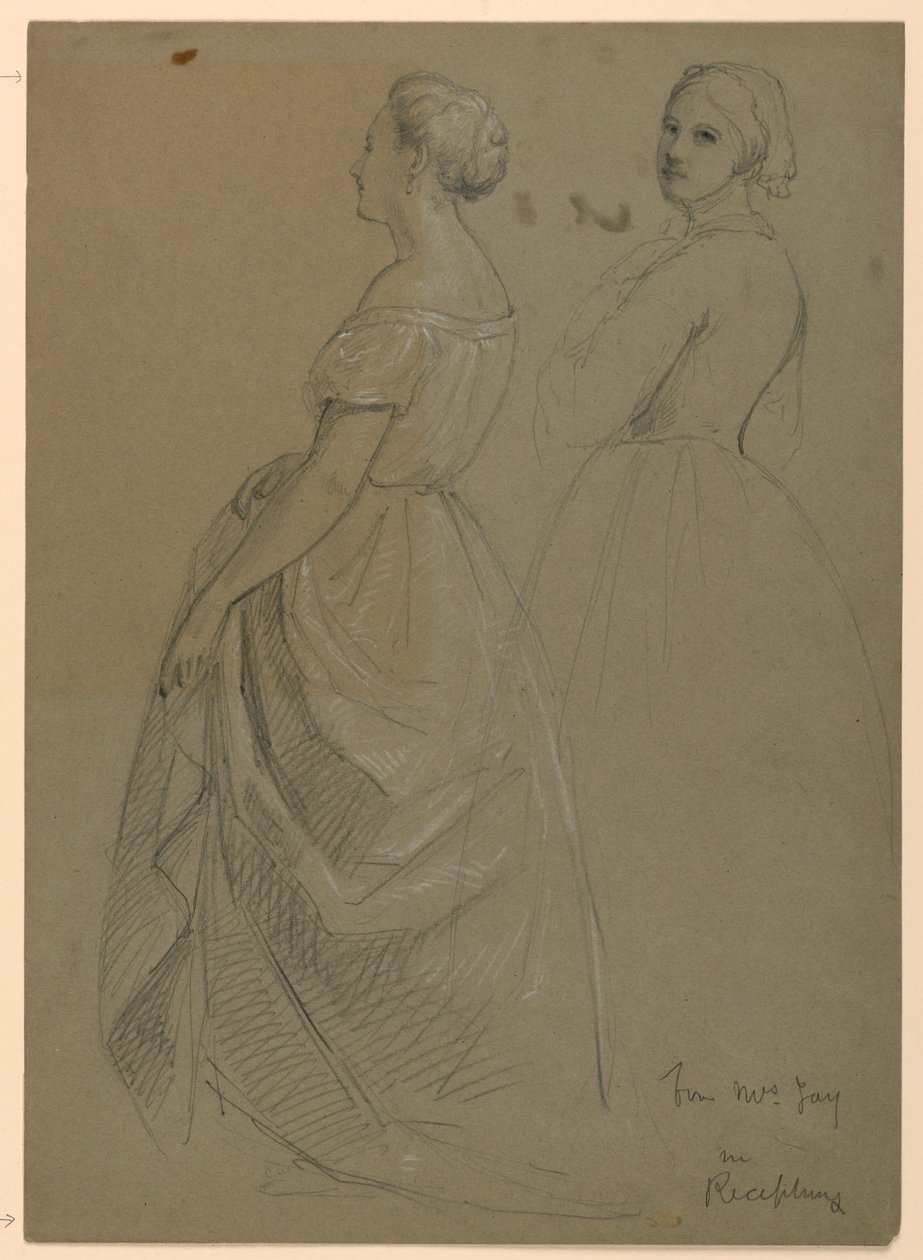 Dibujo, Estudio para "La recepción de Martha Washington", 1860 de Daniel Huntington