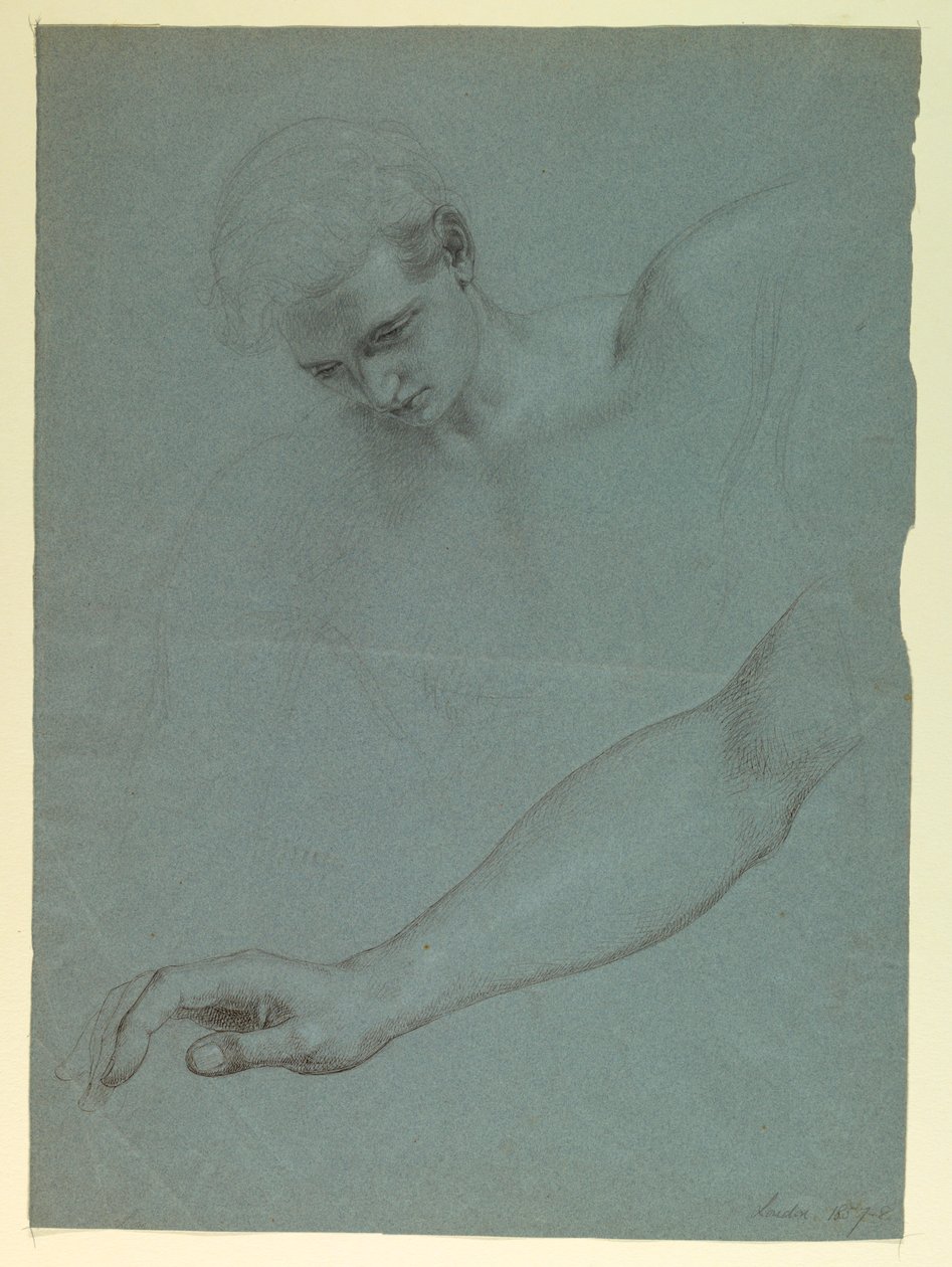 Dibujo, Estudio para "El sueño de Mercy", 1857-58 de Daniel Huntington