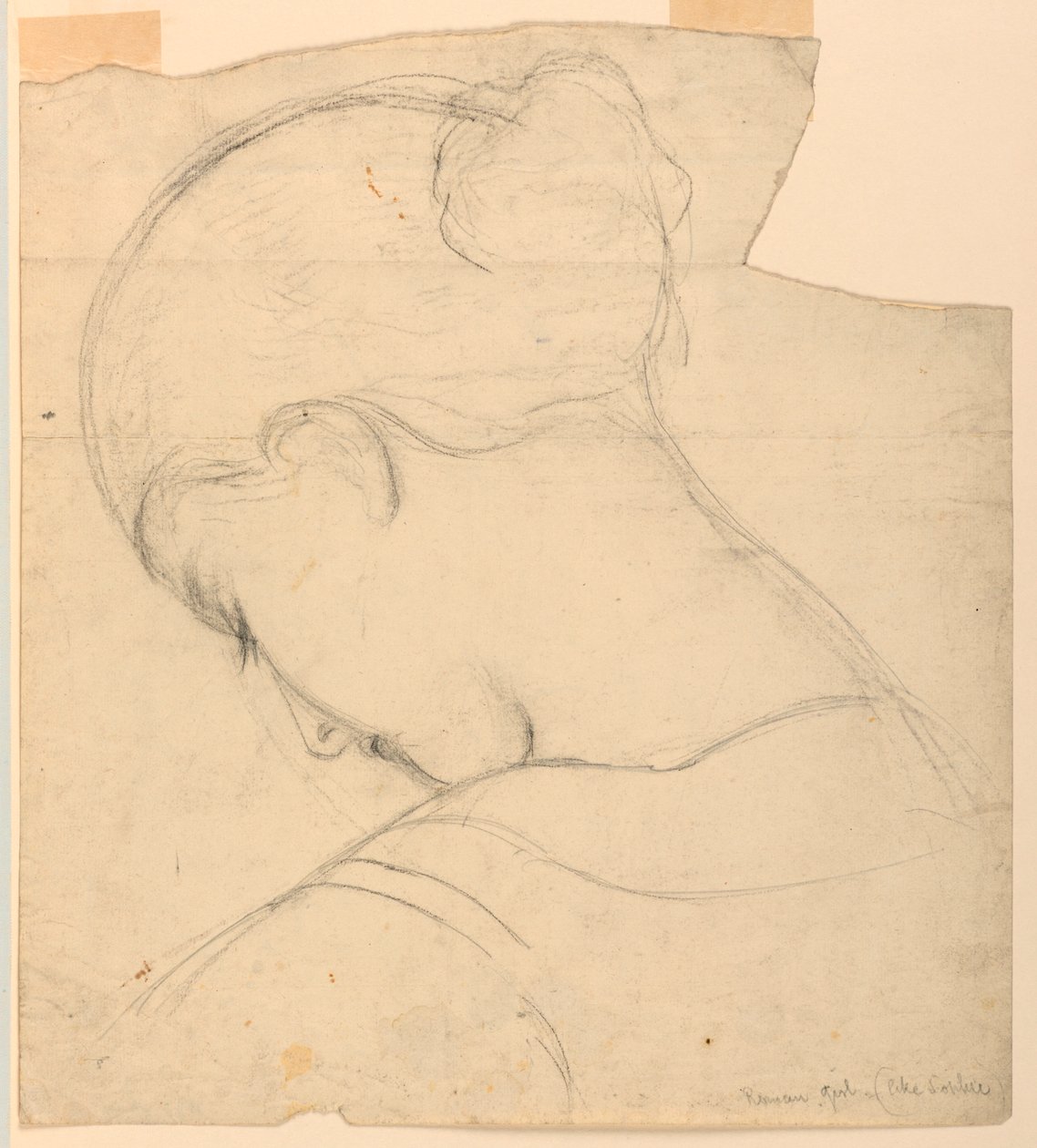 Dibujo, Estudio para "Muchacha romana", Cabeza de mujer, 1841 de Daniel Huntington
