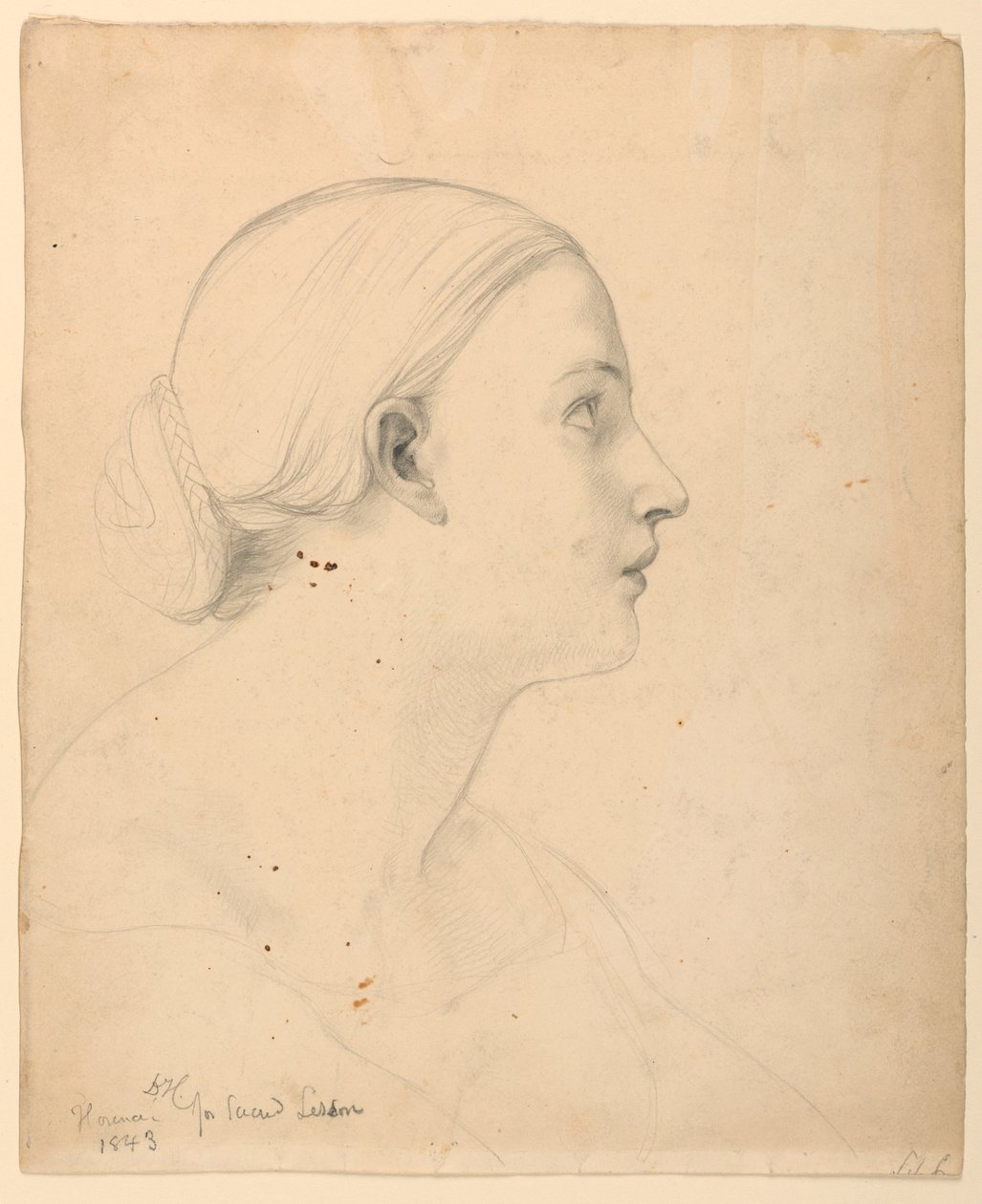Dibujo, Estudio para "Lección sagrada", 1843 de Daniel Huntington
