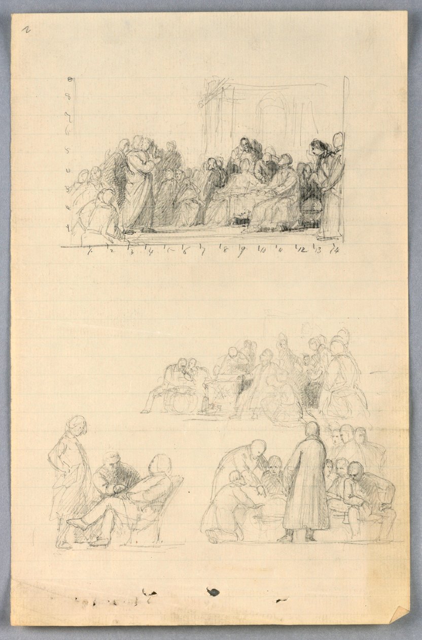 Dibujo, Estudio para "Grupo científico", 1858 de Daniel Huntington