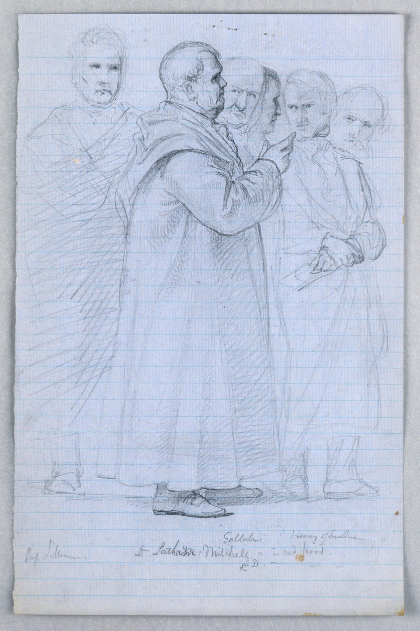 Dibujo, Estudio para "Grupo científico", 1858 de Daniel Huntington