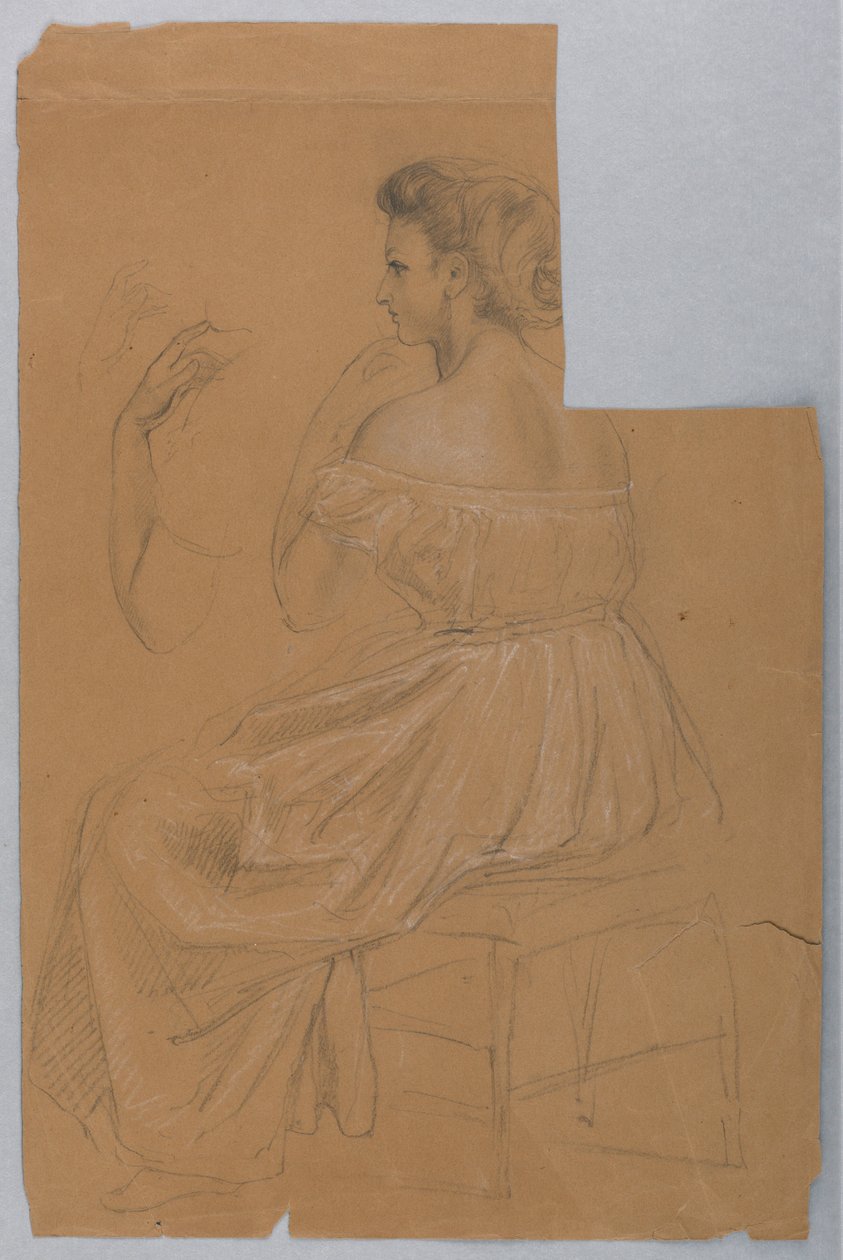 Dibujo, Estudio para "Tiziano mostrando, 1872 de Daniel Huntington