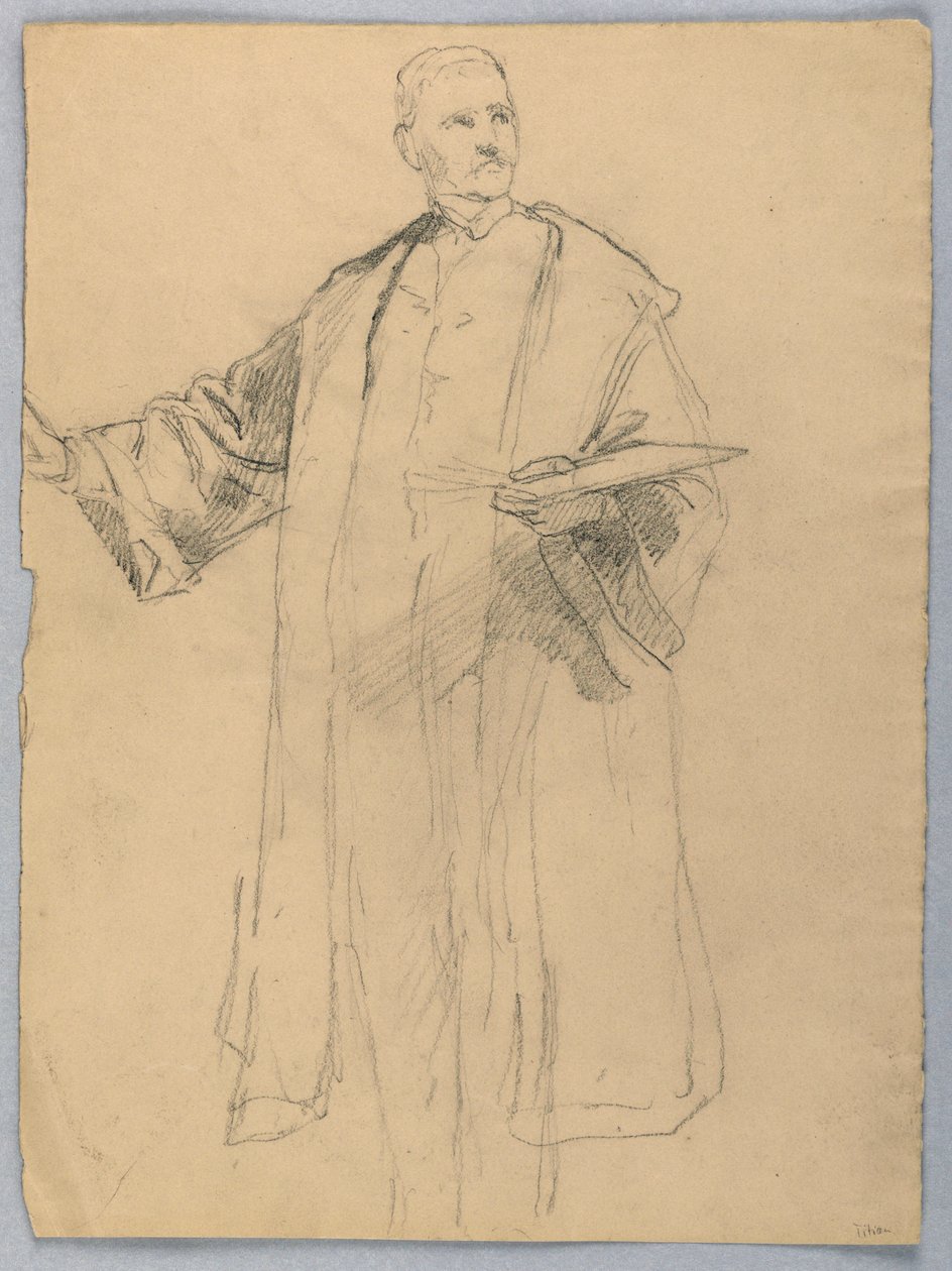 Dibujo, Estudio para "Tiziano mostrando, 1872 de Daniel Huntington