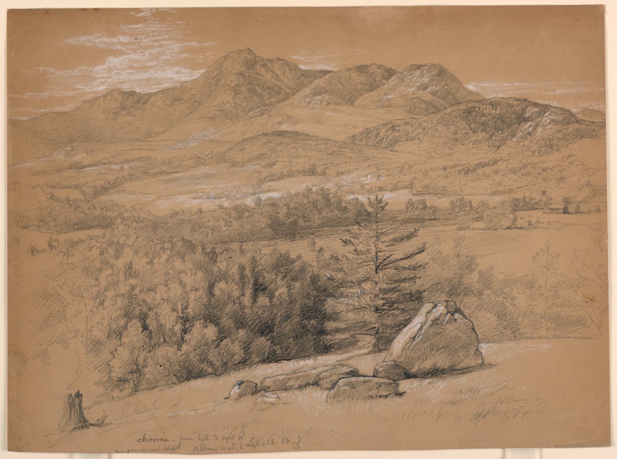 Dibujo, Vista del monte Chocorua, desde la colina a la derecha de Albany Road, 12 de septiembre de 1854 de Daniel Huntington