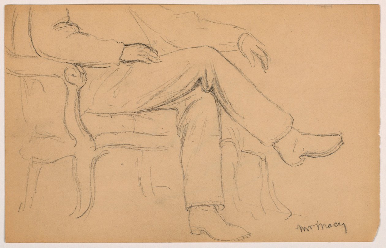 Dibujo, William H. Macy sentado, parte inferior del cuerpo; reverso: mano derecha, 1884 de Daniel Huntington