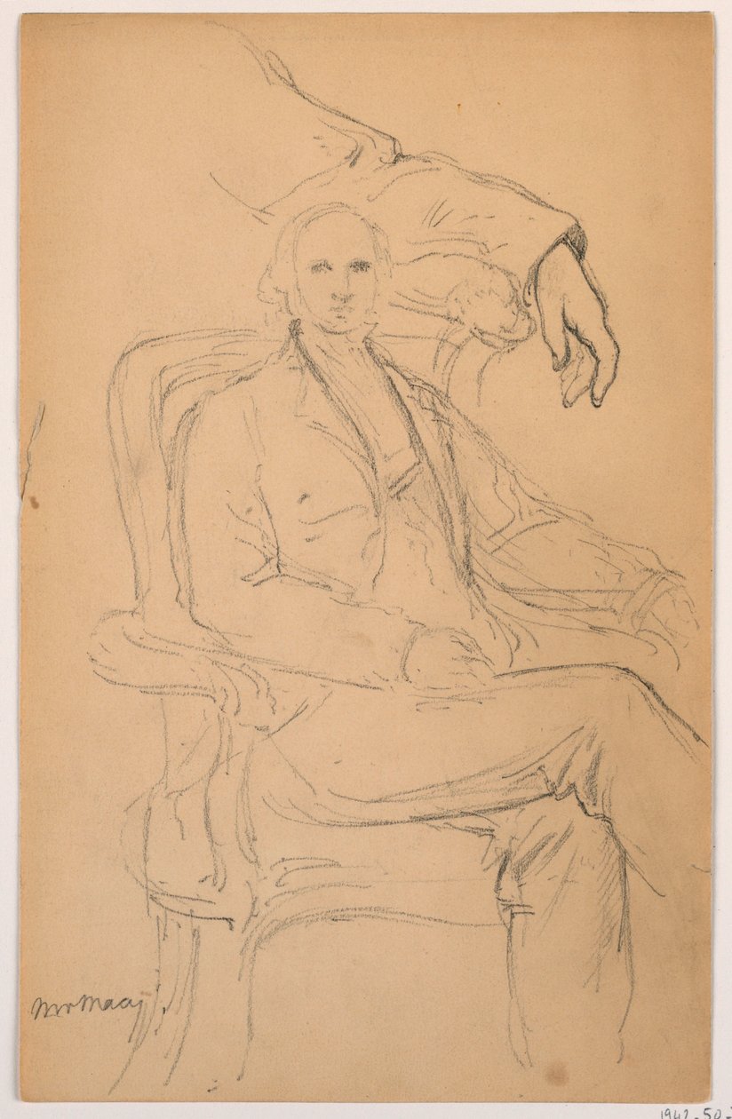 Dibujo, William H. Macy sentado, brazo izquierdo separado Estudio, 1884 de Daniel Huntington