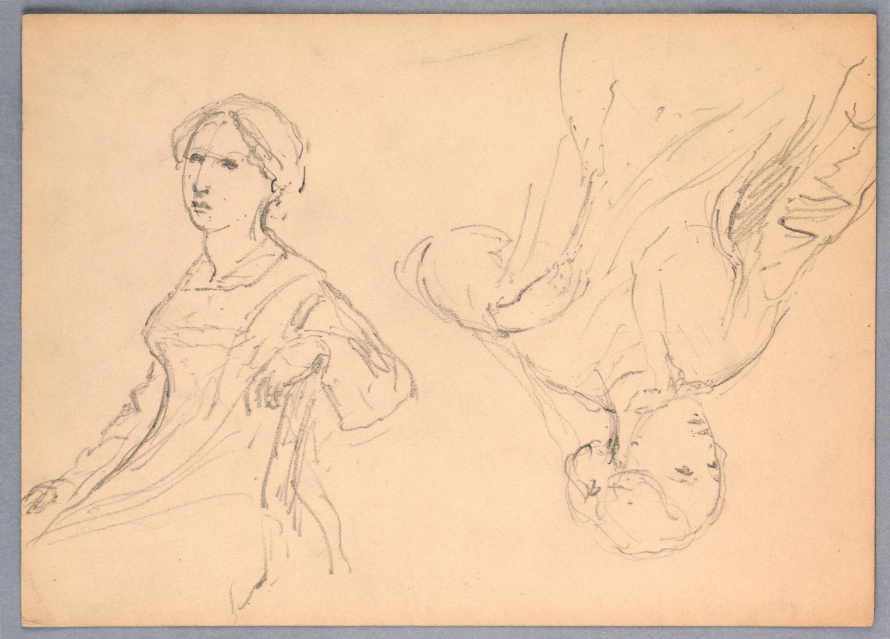 Dibujo, Mujer sentada, dos estudios, 1870 de Daniel Huntington