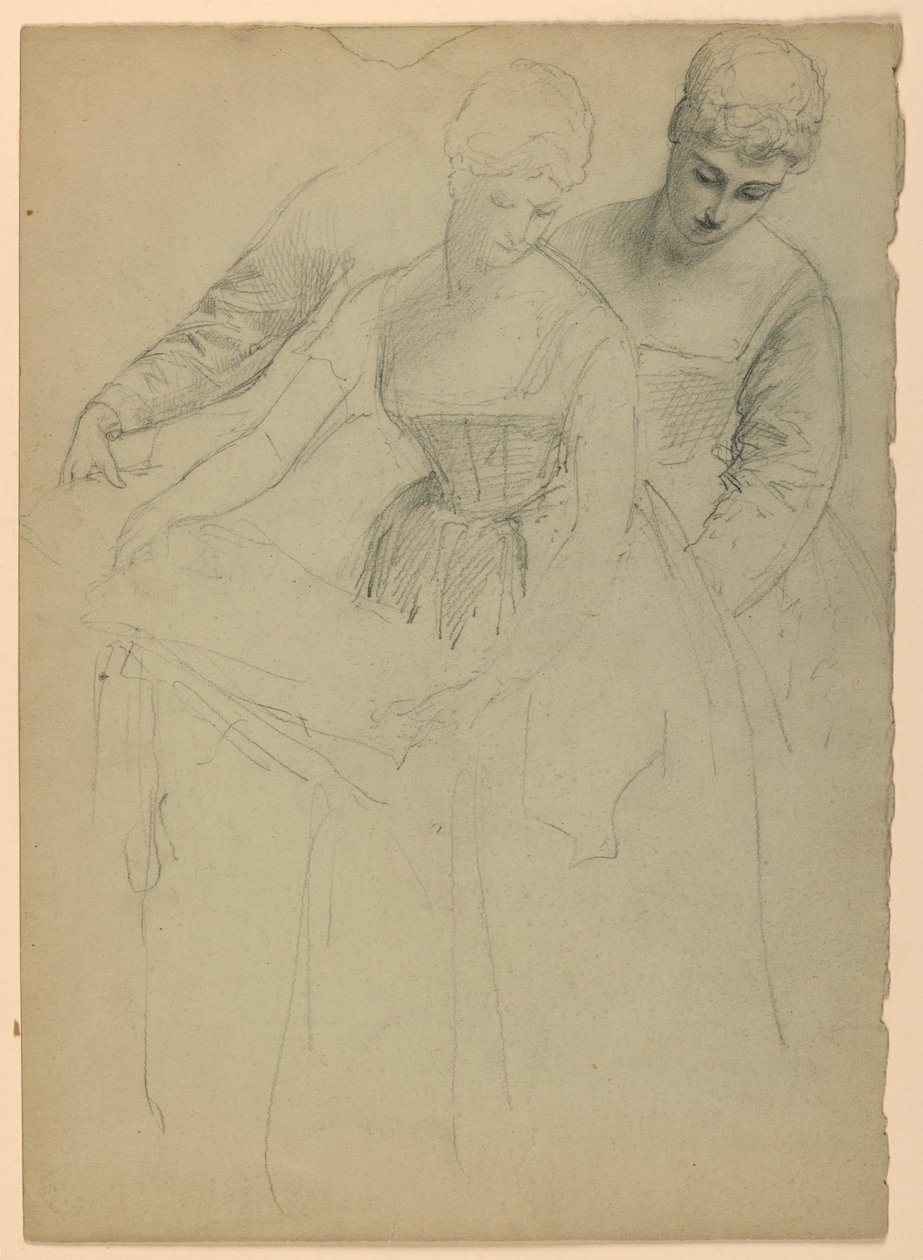 Dibujo, Mujer de pie, separada, 1860 de Daniel Huntington