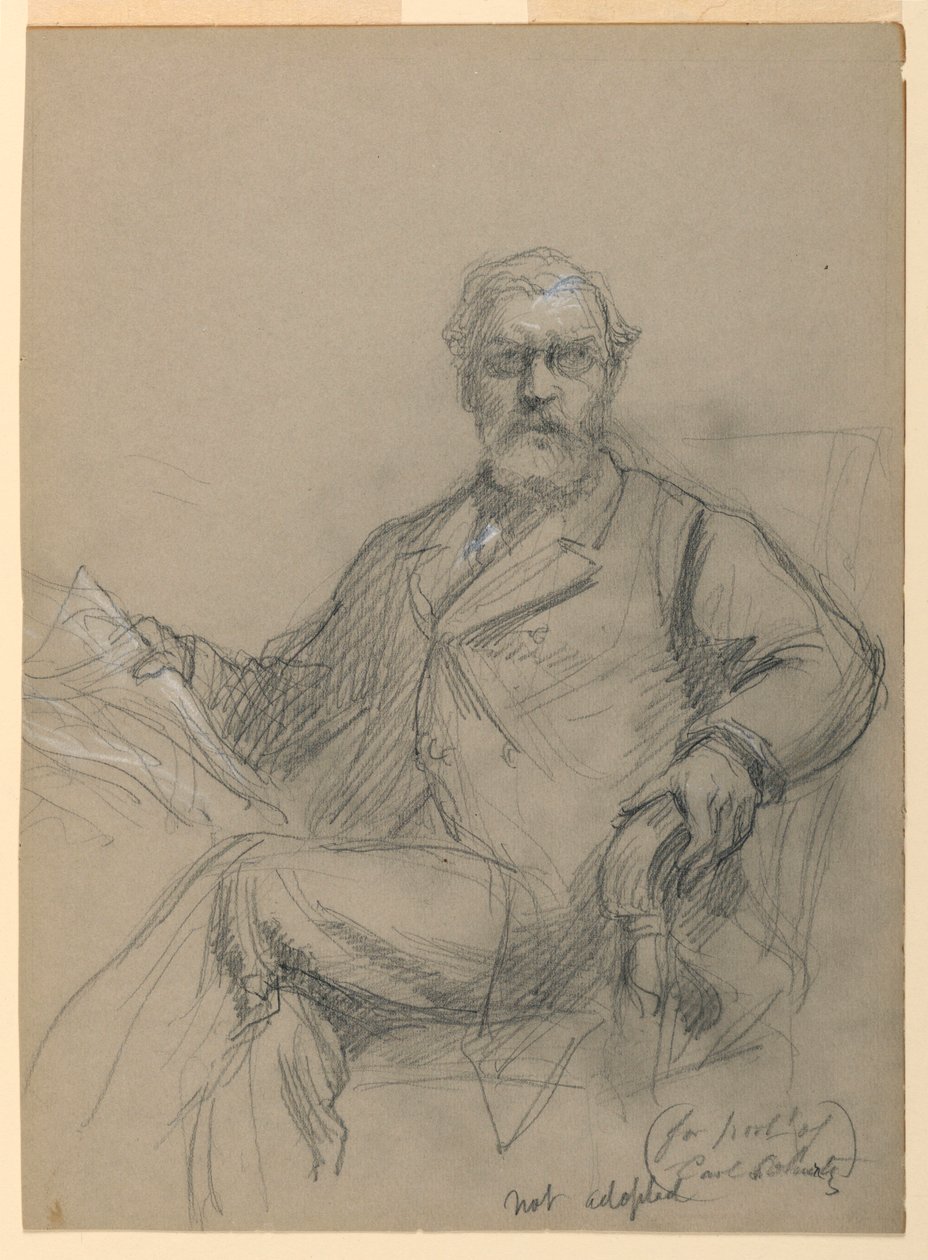 Dibujo, Carl Schurz sentado leyendo, 1899 de Daniel Huntington