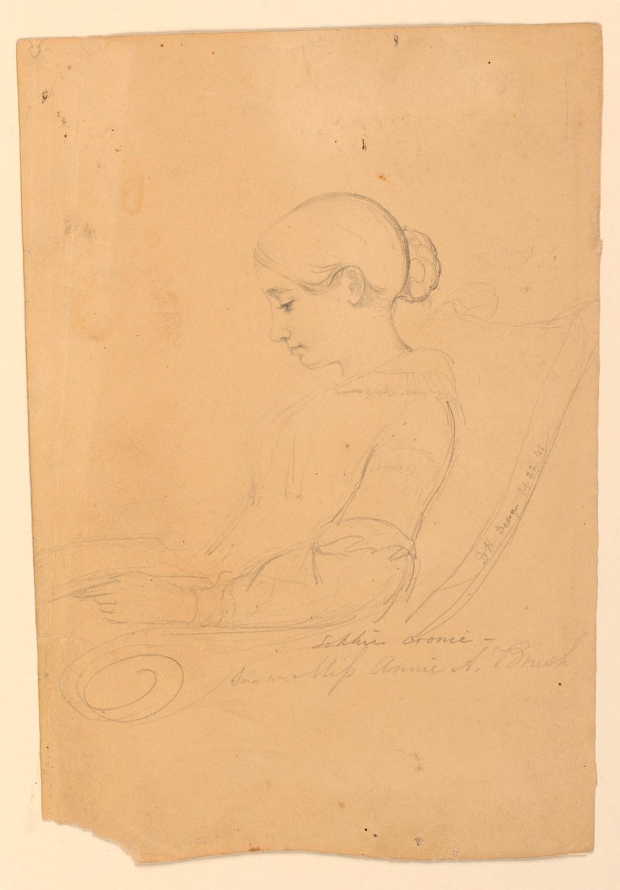 Estudio de retrato de Annie A. Brush, sentada de perfil de Daniel Huntington
