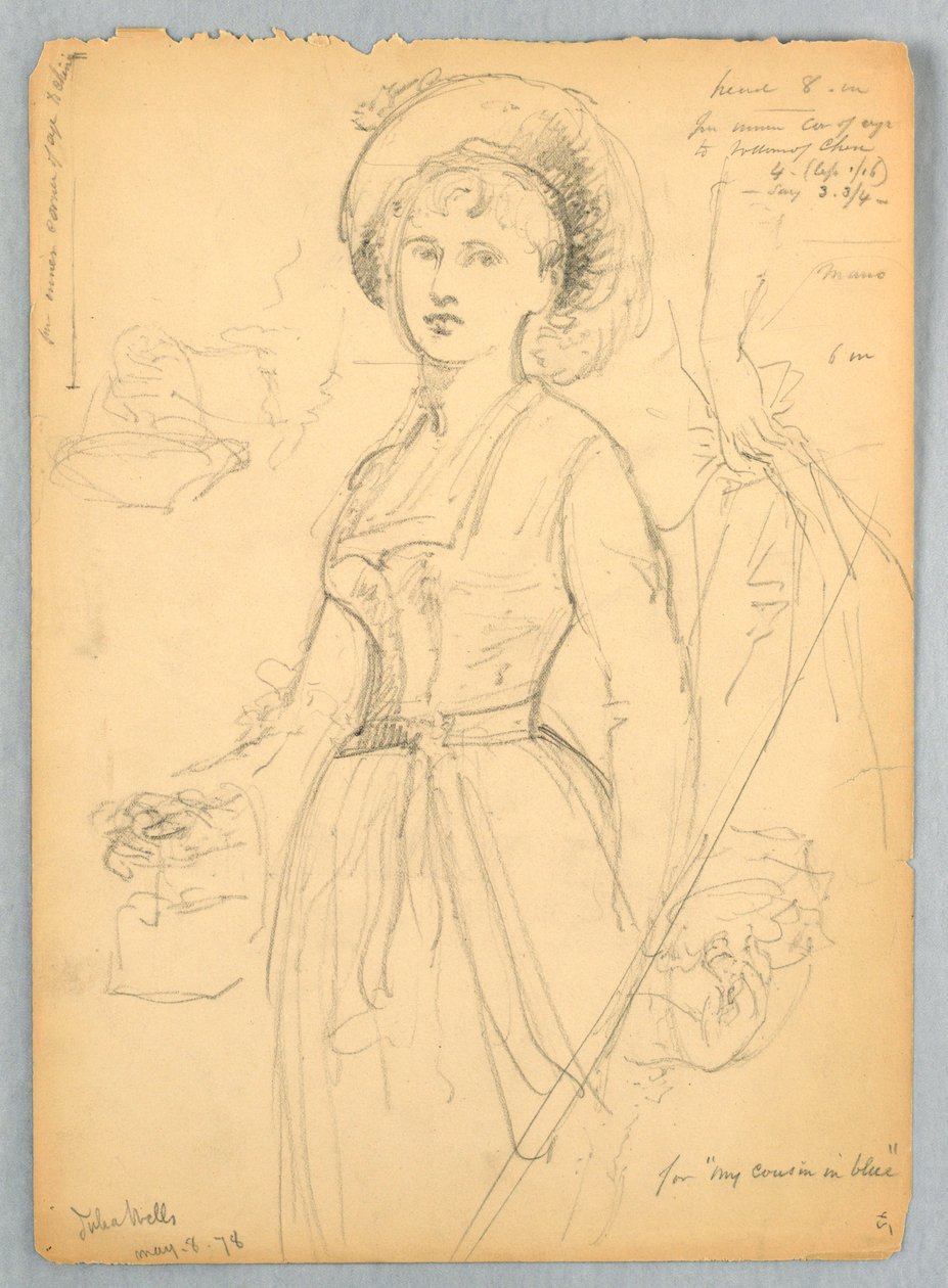 Boceto de Julia Wells para Mi primo en azul de Daniel Huntington
