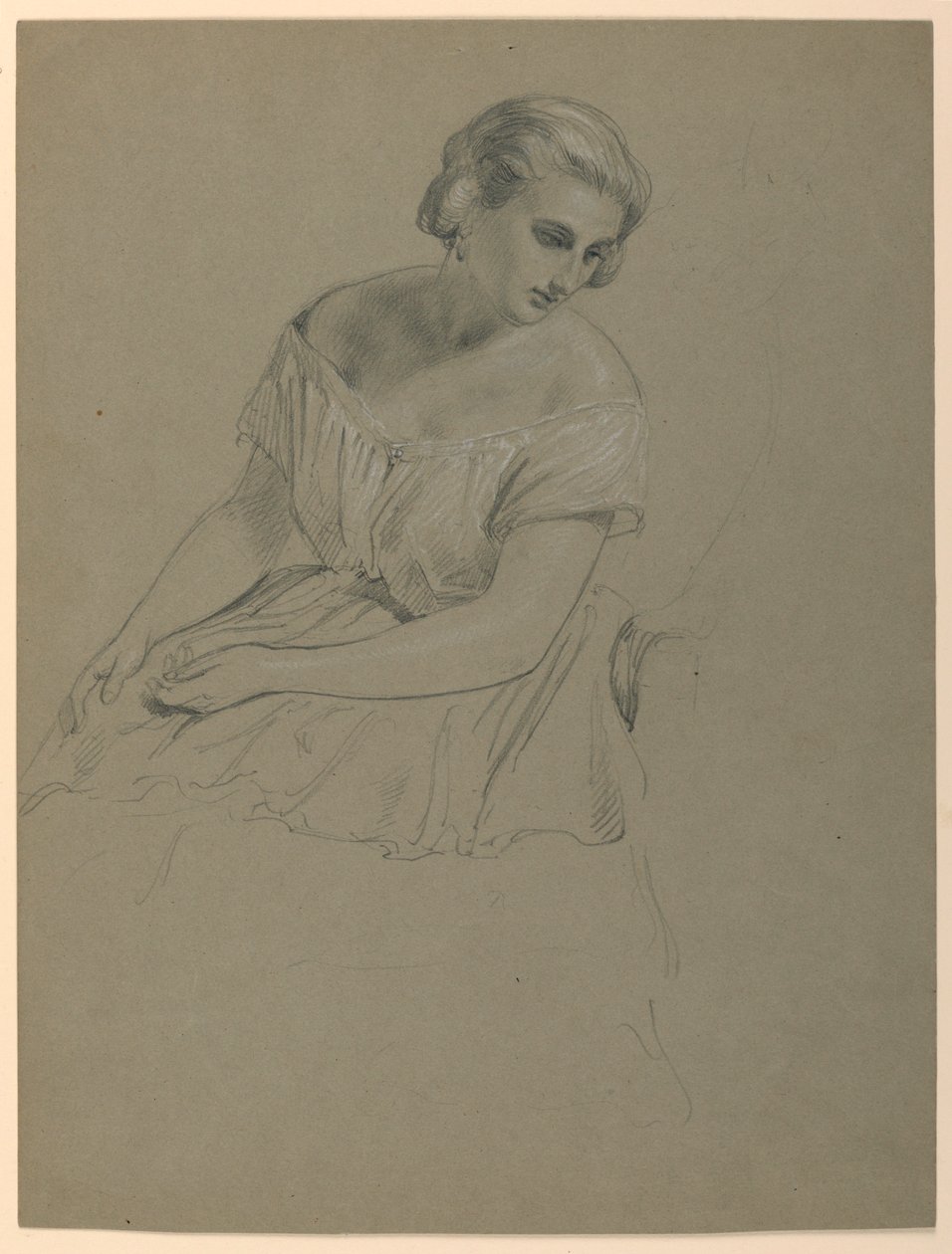 Estudio de mujer sentada para "La corte republicana" (Día de recepción de Lady Washington) de Daniel Huntington