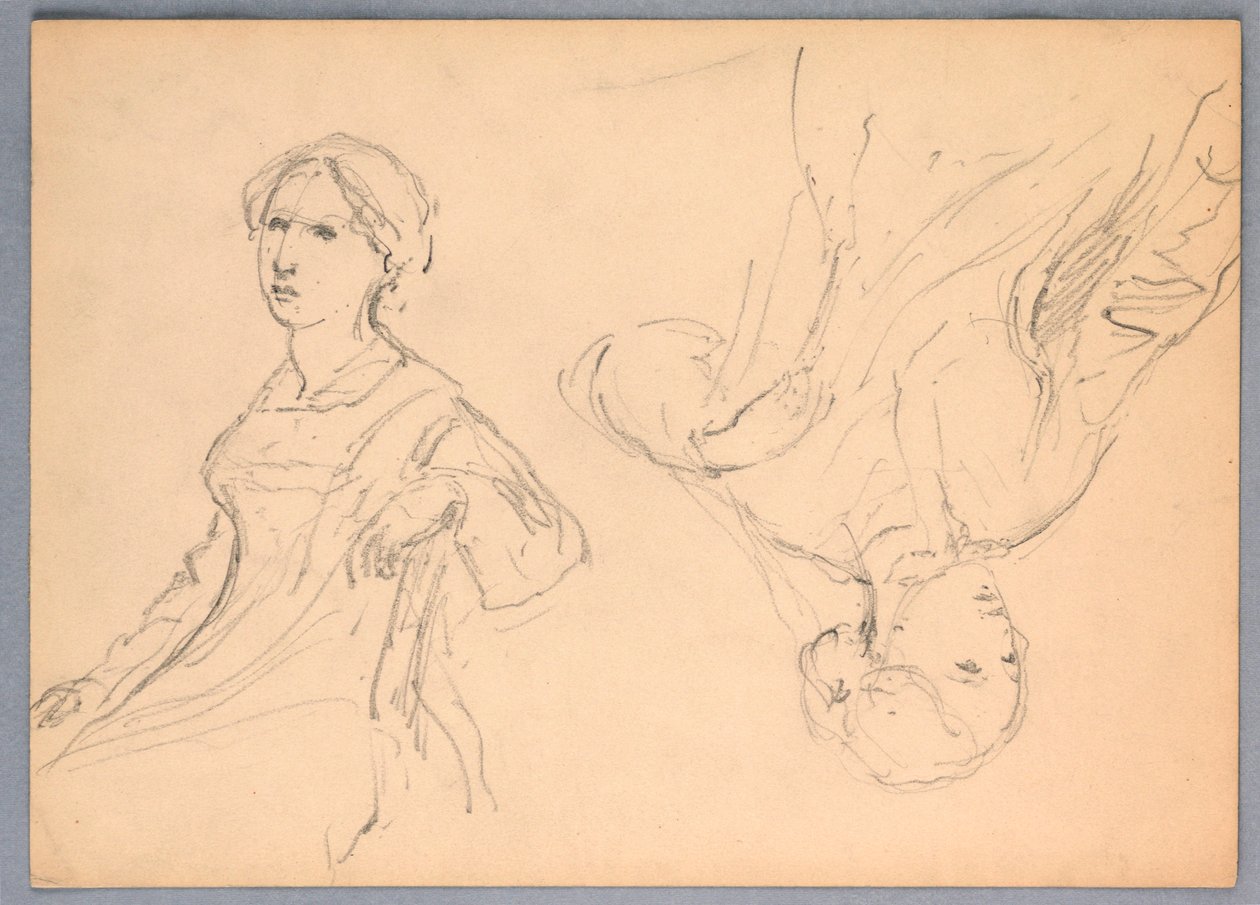 Mujer sentada, dos estudios de Daniel Huntington