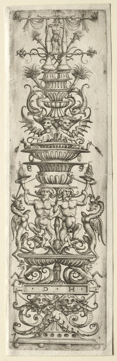 Ornamento de filete con candelabro de Daniel I Hopfer
