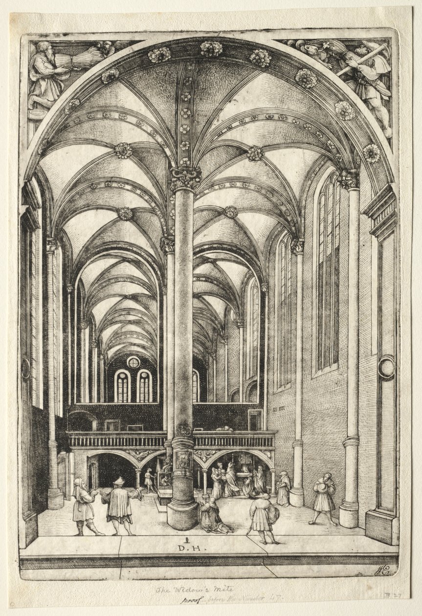Vista en el interior de la iglesia de Santa Catalina en Augsburgo de Daniel I Hopfer