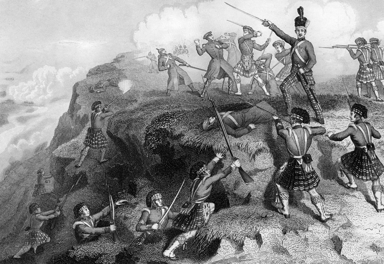 Los Highlanders atacando el reducto ruso, Batalla del Alma, 1854, 1857 de Daniel John Pound