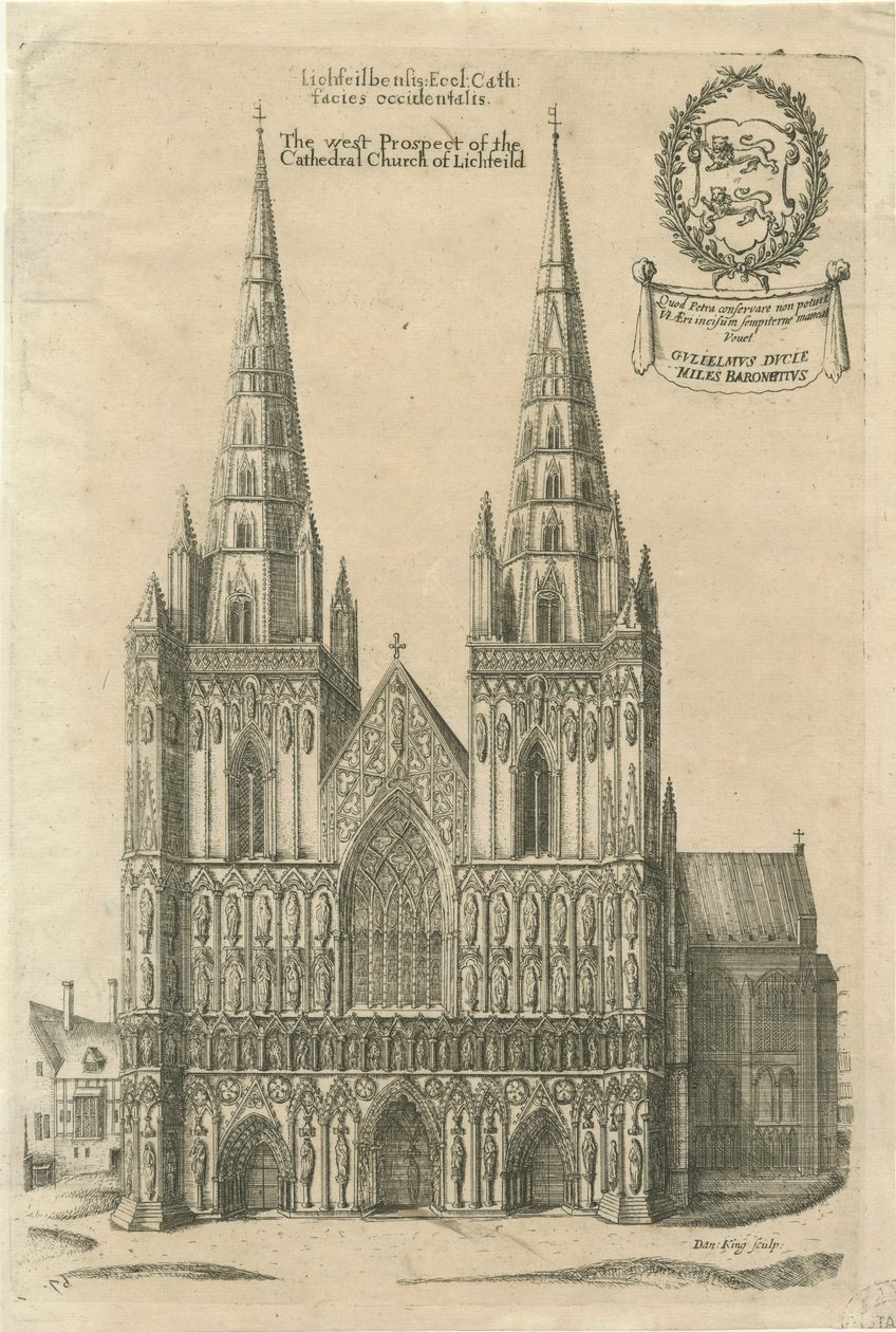 Catedral de Lichfield - Fachada Oeste: grabado, s.f. [?finales del siglo XVII] de Daniel King