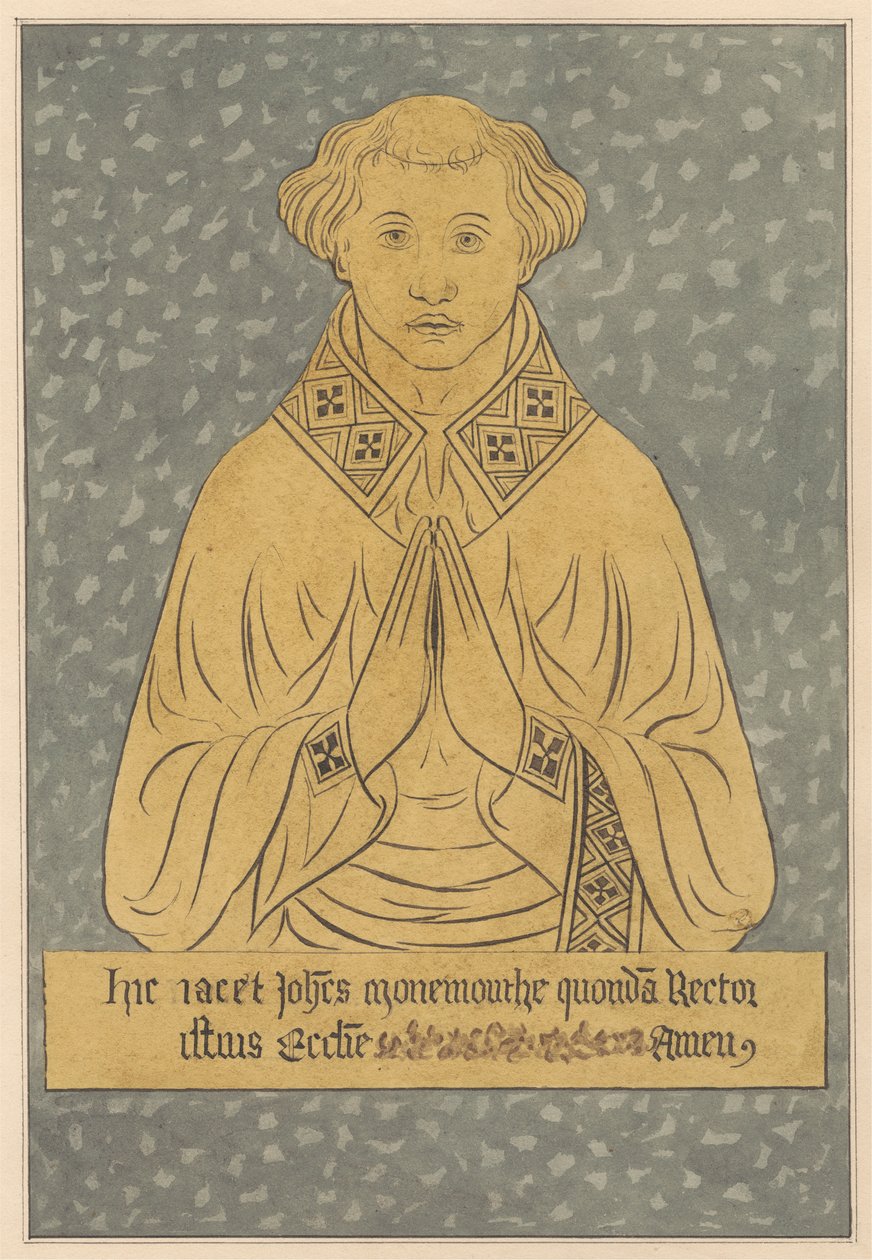 Placa de latón para un rector de la iglesia de Harlington de Daniel Lysons