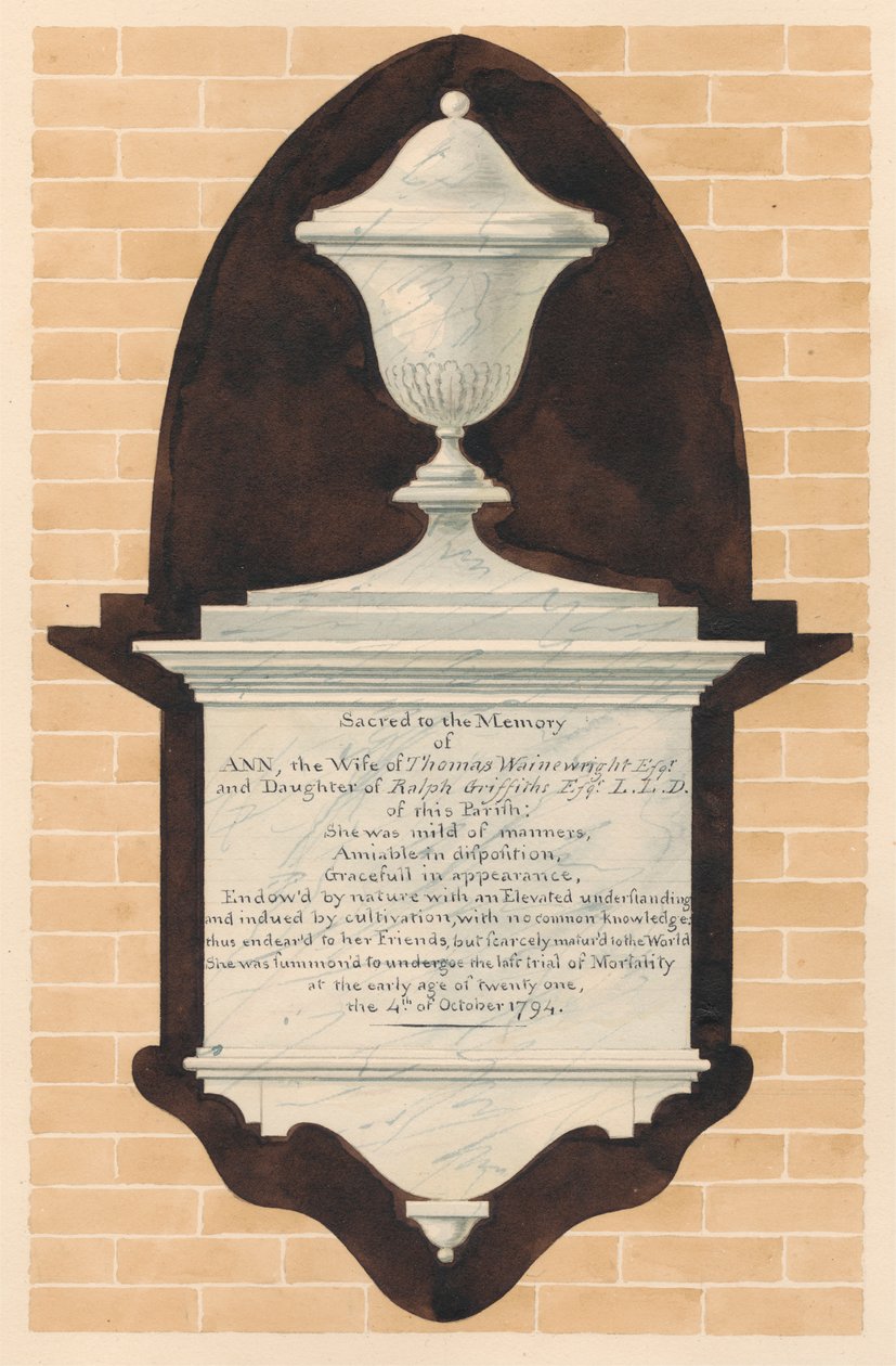 Monumento a Ann Wainewright, de la iglesia de Chiswick de Daniel Lysons
