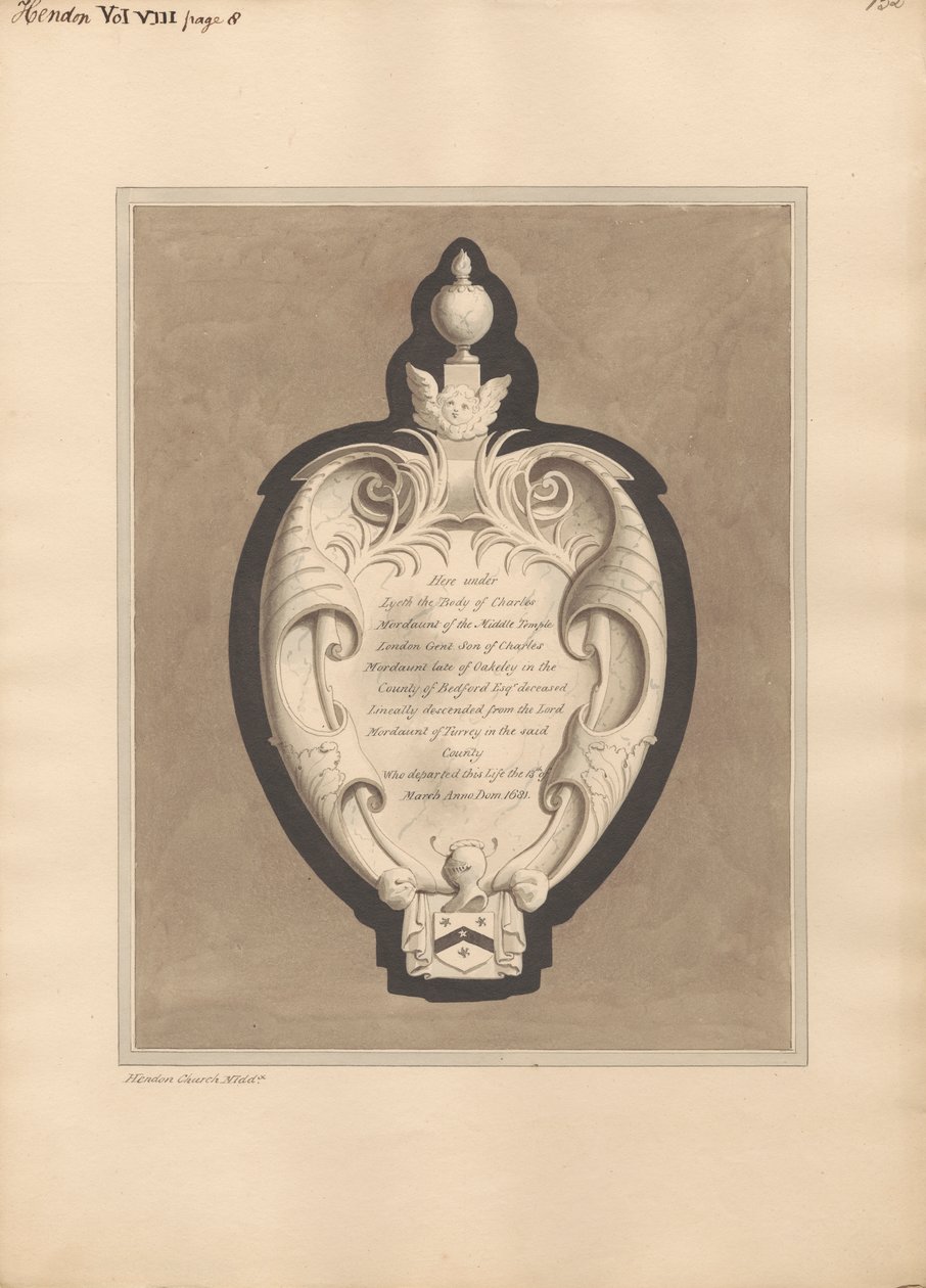 Monumento a Charles Mordaunt de la iglesia de Hendon de Daniel Lysons