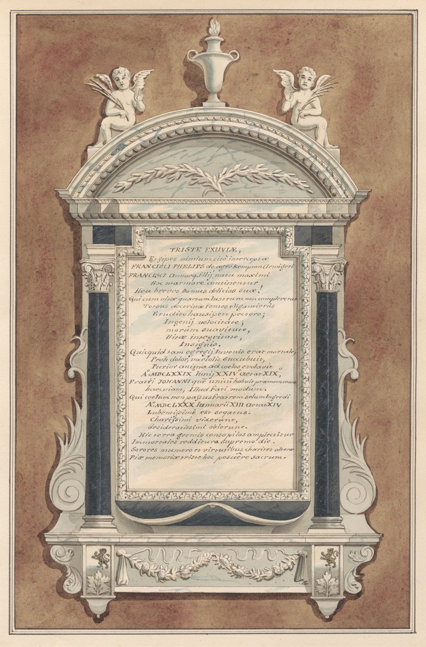 Monumento a Francis Phelips, de la iglesia de Sunbury de Daniel Lysons