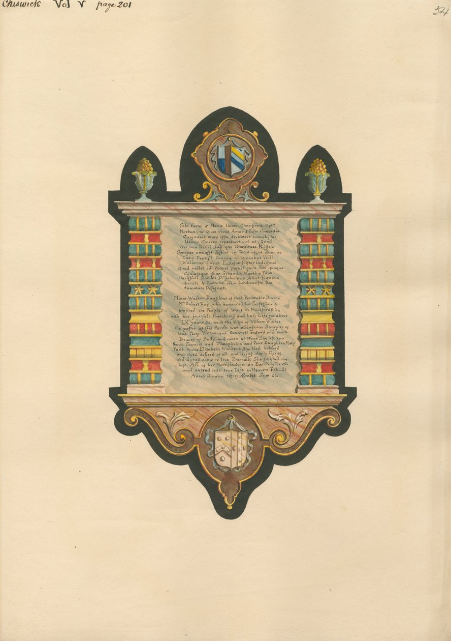Monumento a Marie Walker de la Iglesia de Chadwick de Daniel Lysons