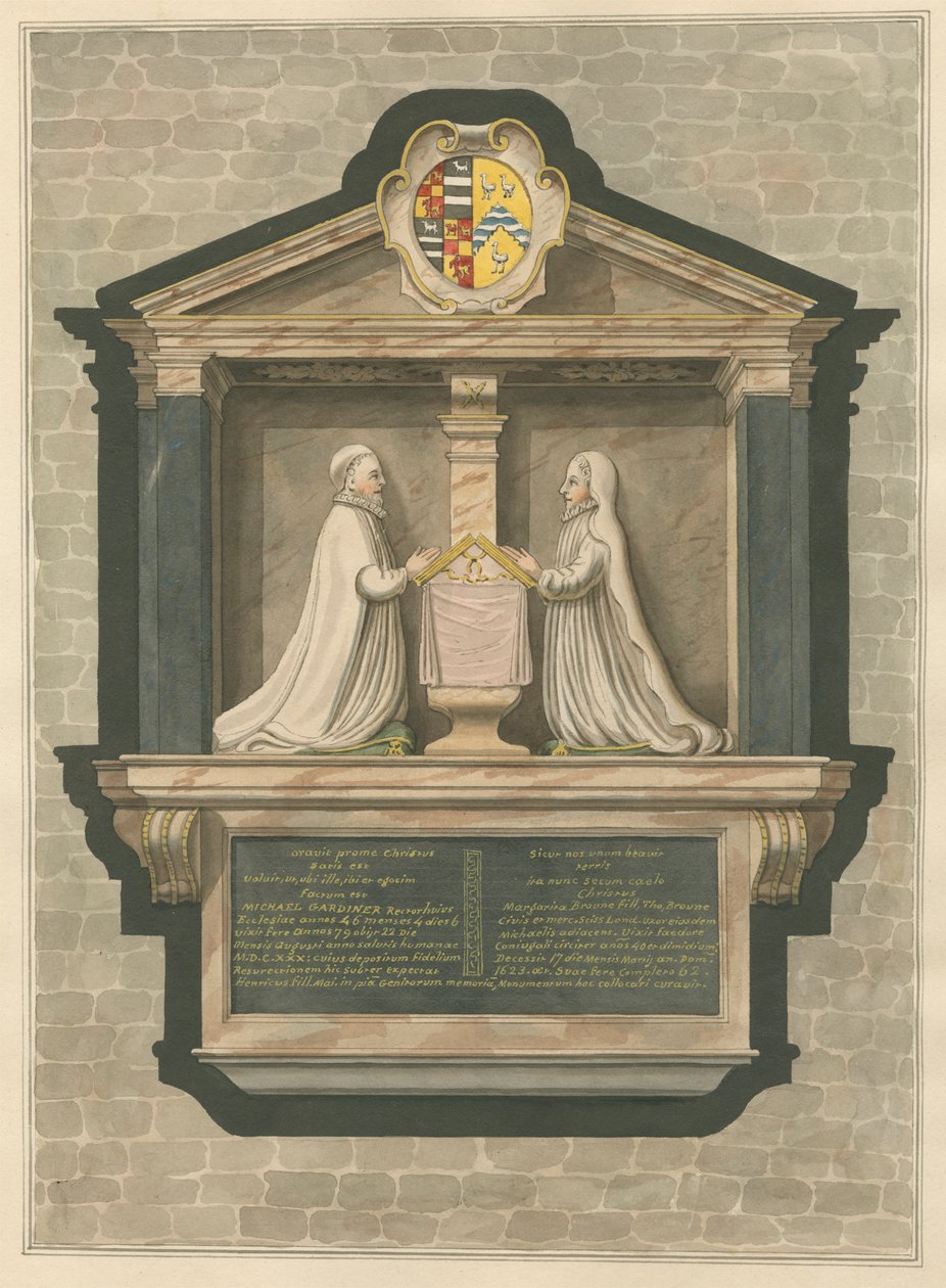 Monumento a Michael Gardiner y Margarita Browne de la Iglesia de Greenford de Daniel Lysons