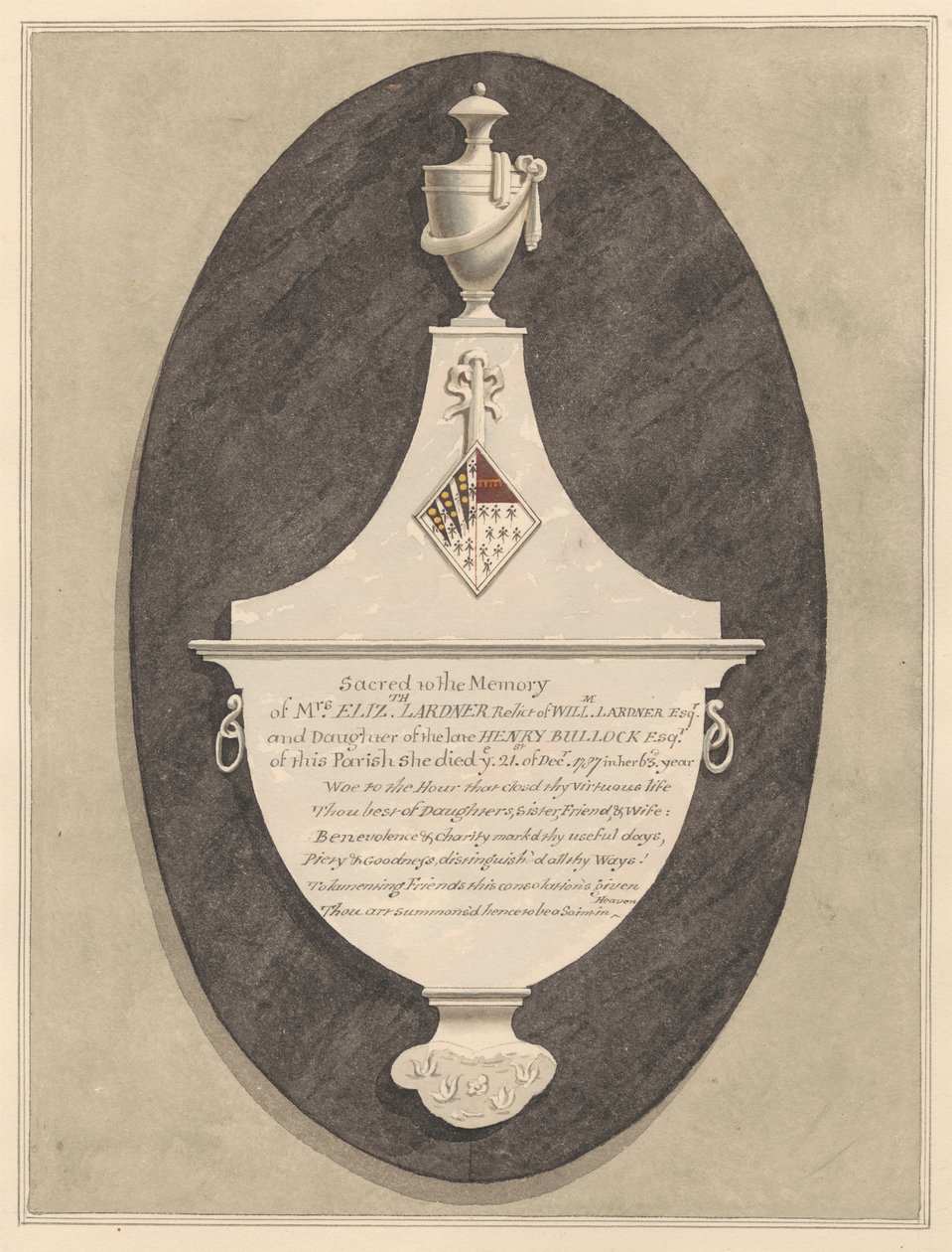 Conmemoración a la Sra. Elizabeth Lardner, de la Iglesia de Stanwell de Daniel Lysons