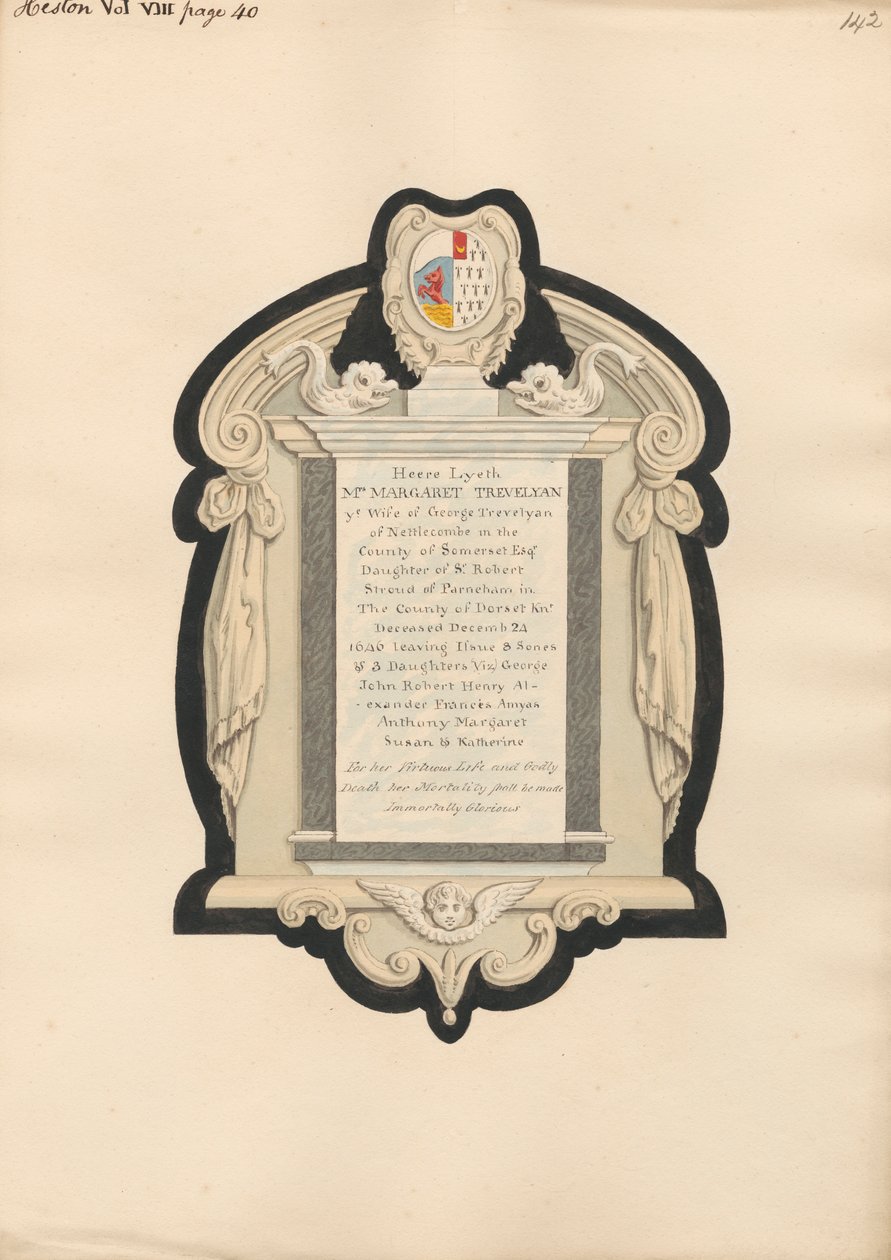 Monumento a la Sra. Trevelyan de la Iglesia de Heston de Daniel Lysons