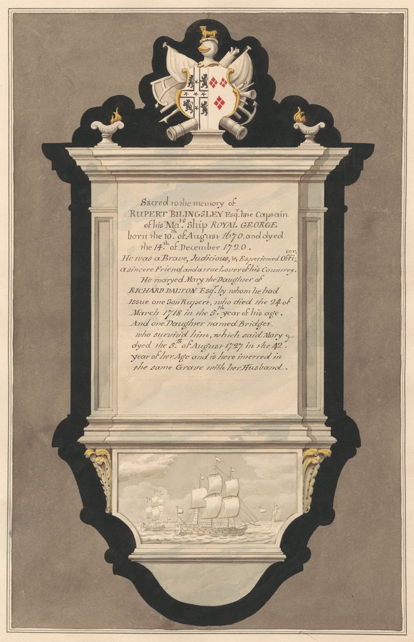 Monumento a Rupert y Mary Billingsley de la iglesia de Drayton de Daniel Lysons