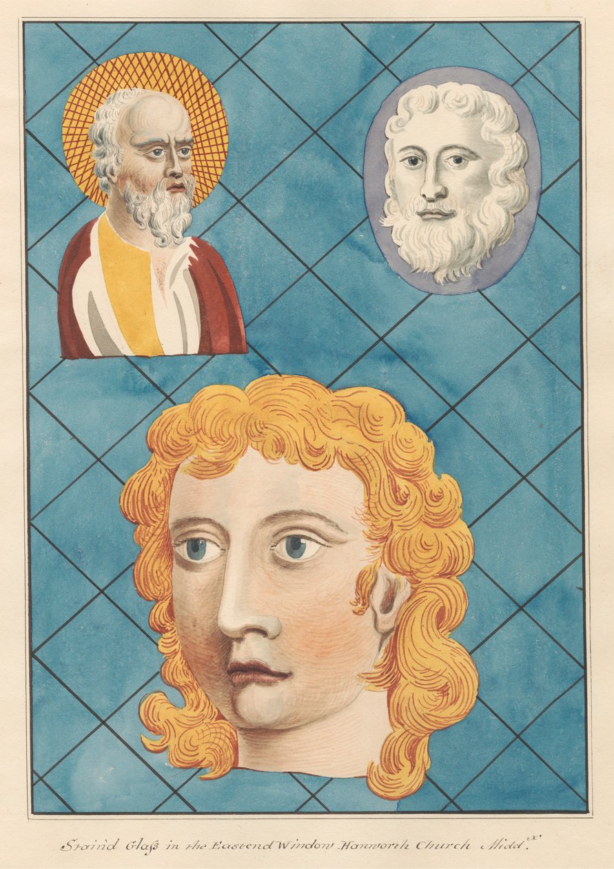 Vidrieras de la ventana este de la iglesia de Hanworth de Daniel Lysons