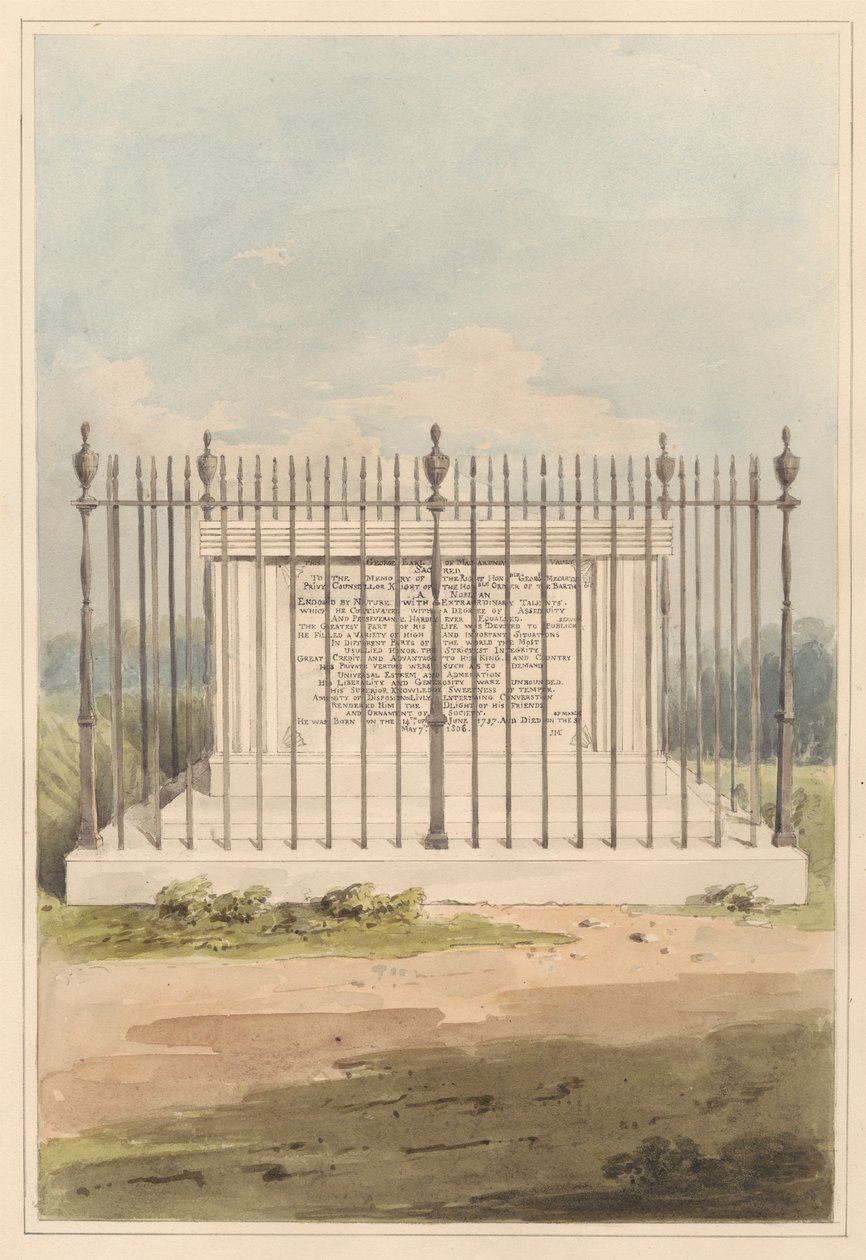 Los alrededores de Londres:Tumba de George Earl of Macartney, del cementerio de Chiswick de Daniel Lysons