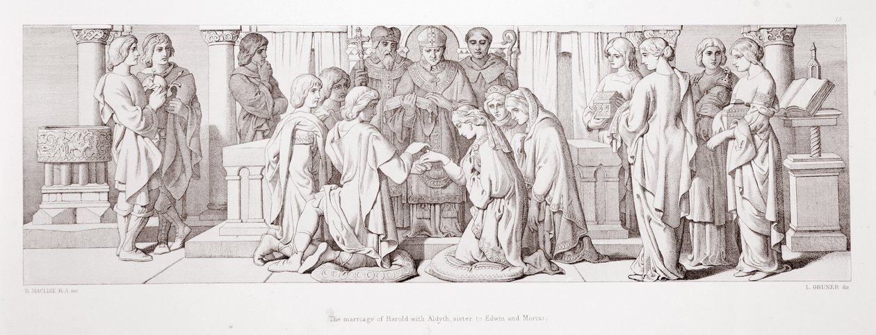 El matrimonio de Harold con Aldyth, hermana de Edwin y Morcar, de 