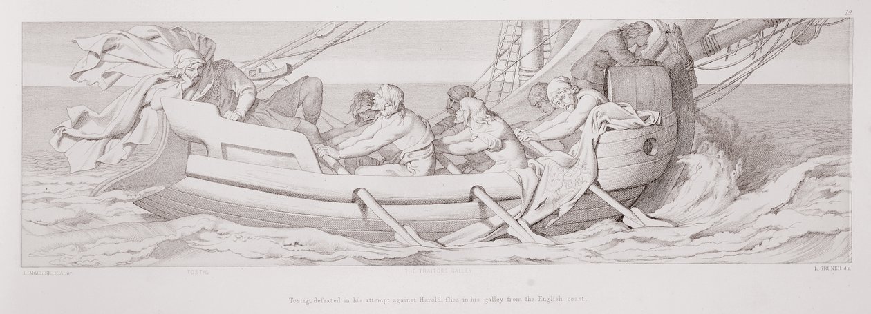 Tostig, derrotado en su intento contra Harold, huye en su galera de la costa inglesa, de 