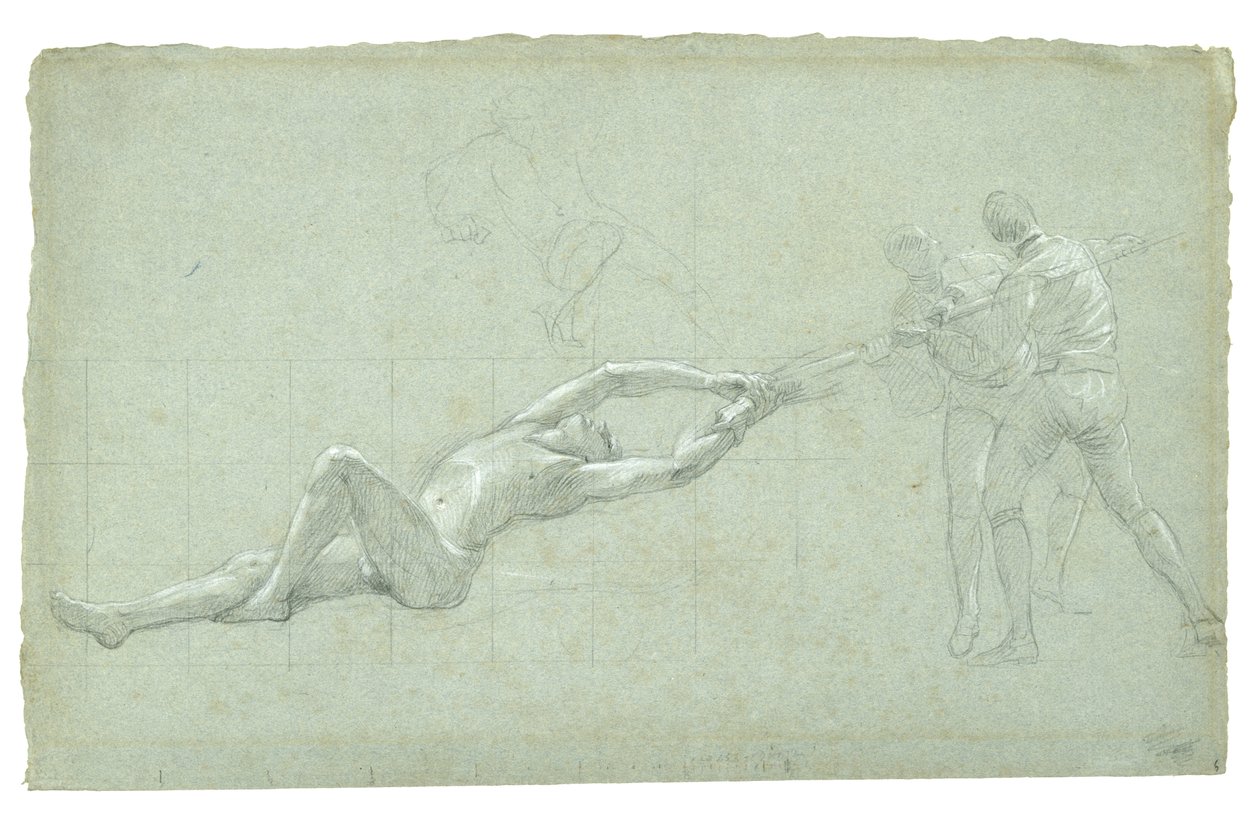 Estudio para El sitio de Gibraltar (Estudio de figura rescatada y dos figuras tirando de un remo), 1785-1786 de Daniel Mytens